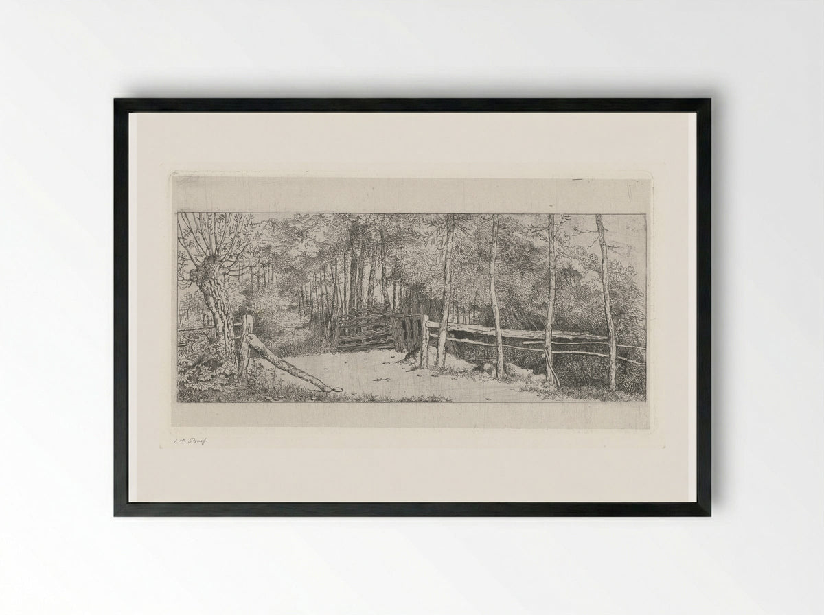 Weggetje langs een bos te Cronensteyn - Jacobus Ludovicus Cornet - Framed Print Black