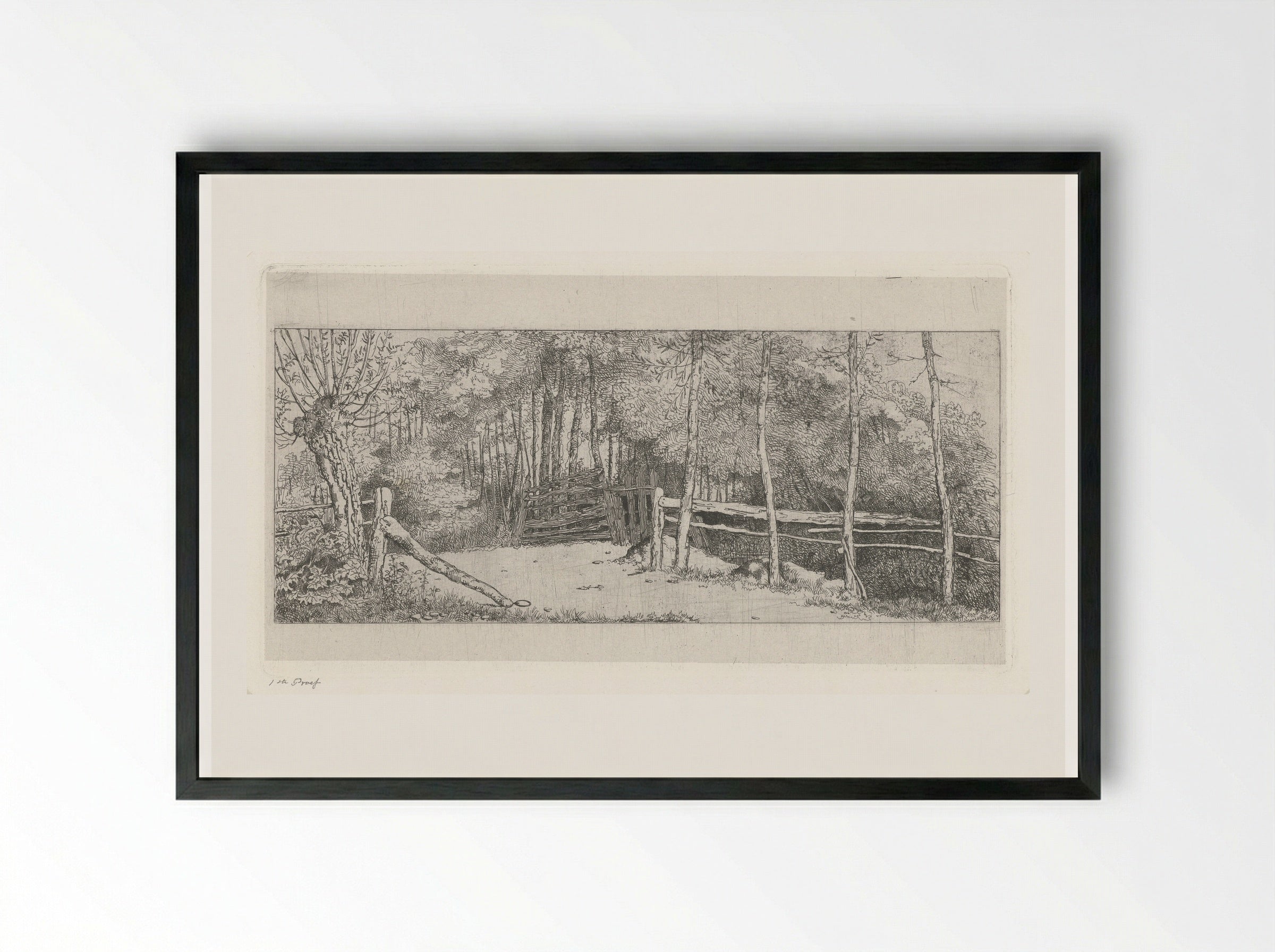 Weggetje langs een bos te Cronensteyn - Jacobus Ludovicus Cornet - Framed Print Black