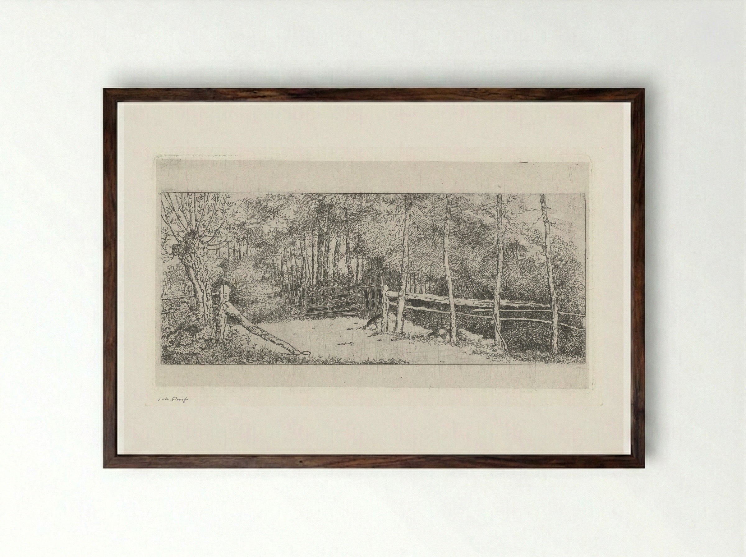 Weggetje langs een bos te Cronensteyn - Jacobus Ludovicus Cornet - Framed Print Dark Wood