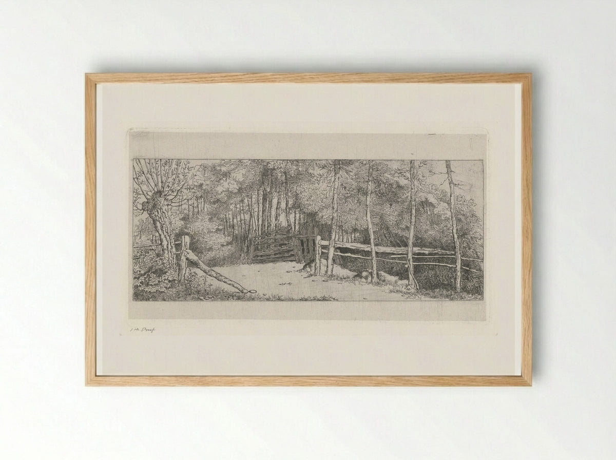Weggetje langs een bos te Cronensteyn - Jacobus Ludovicus Cornet - Framed Print Wood