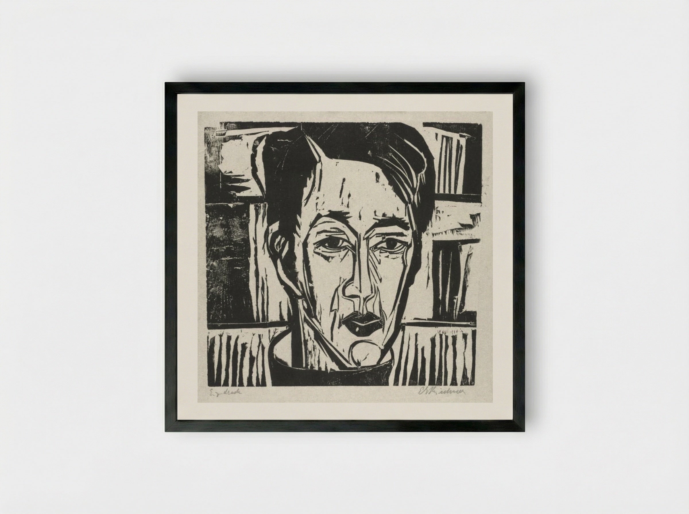 Wehrlin, Facing front - Ernst Ludwig Kirchner - Framed Print Black