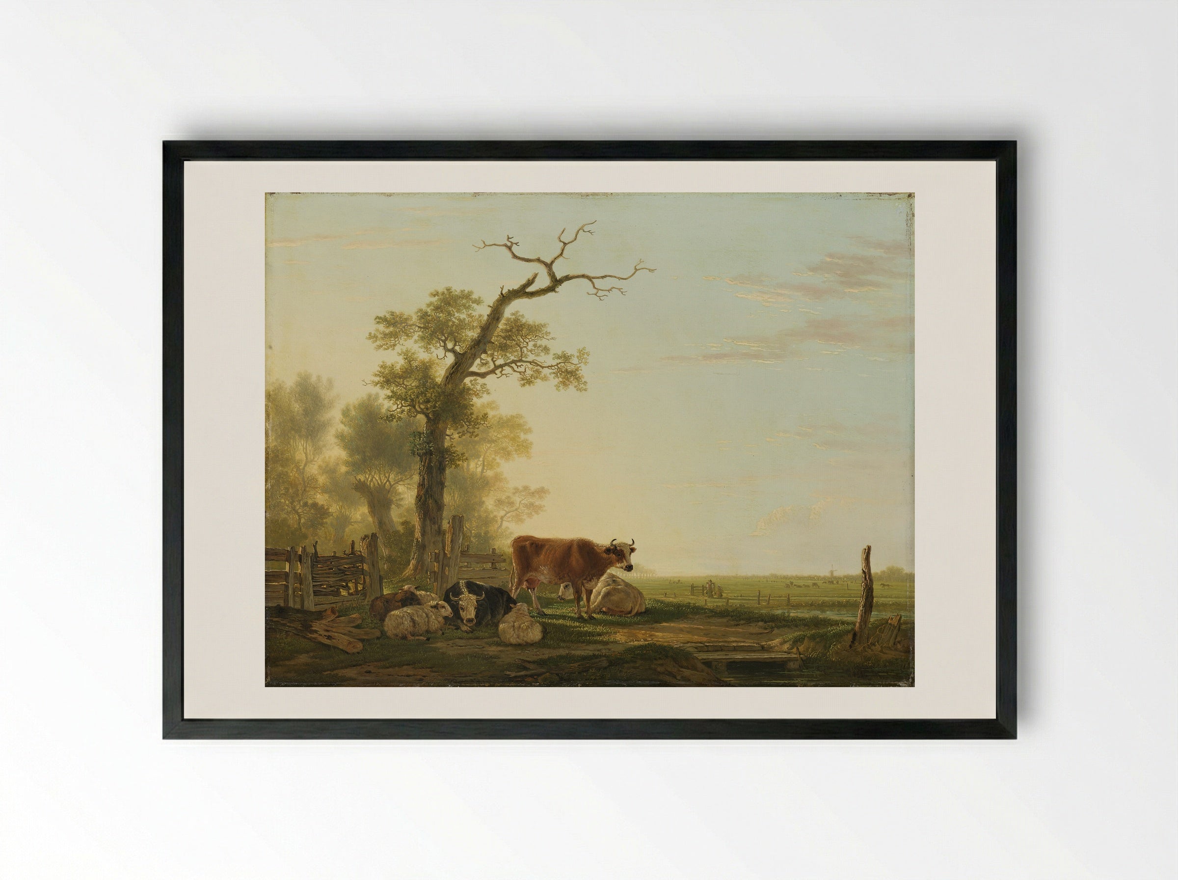 Weidelandschap met vee - Jacob van Strij - Framed Print Black