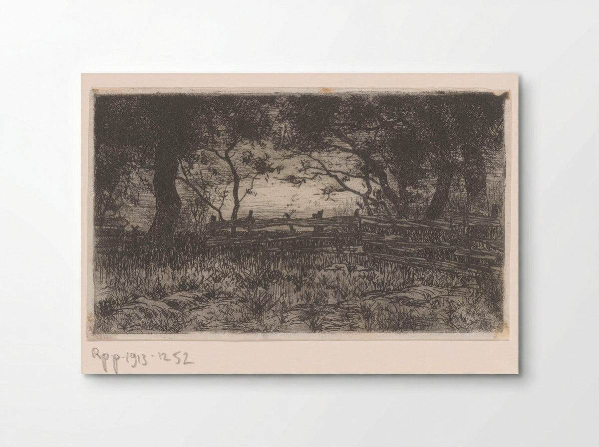 Weiland met hek en bomen - Philip Zilcken - Poster