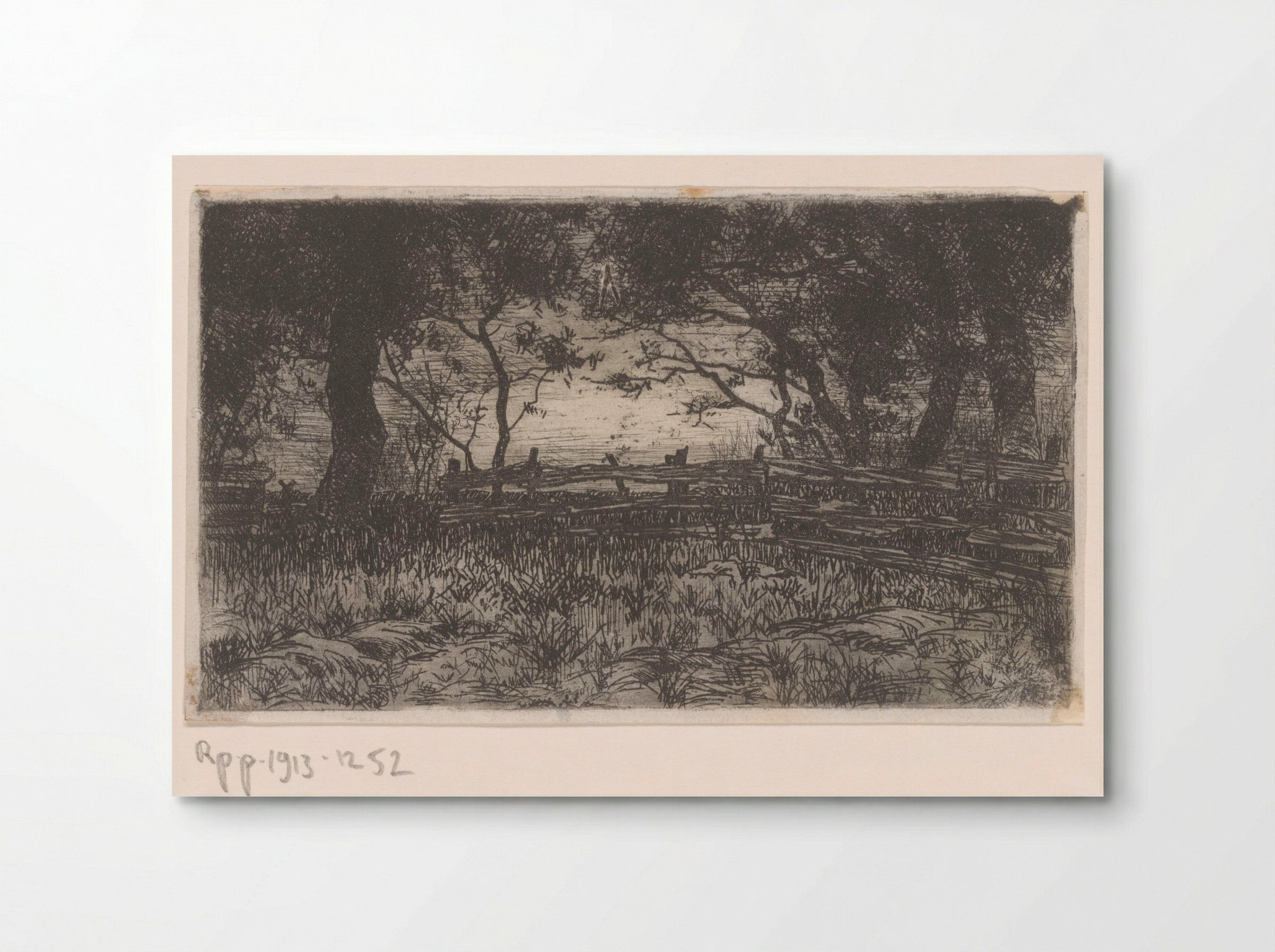 Weiland met hek en bomen - Philip Zilcken - Poster