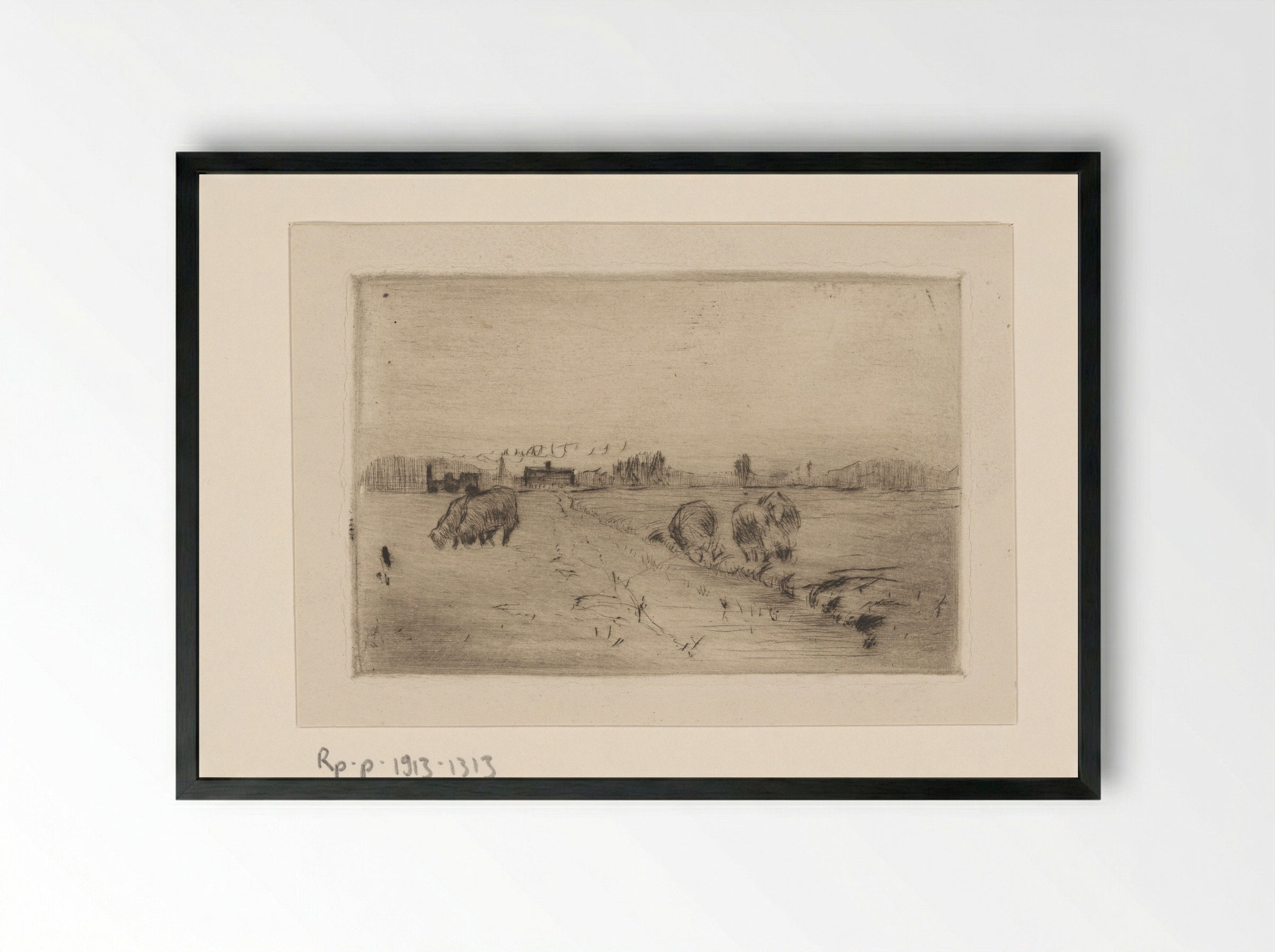Weiland met schapen - Philip Zilcken - Framed Print Black
