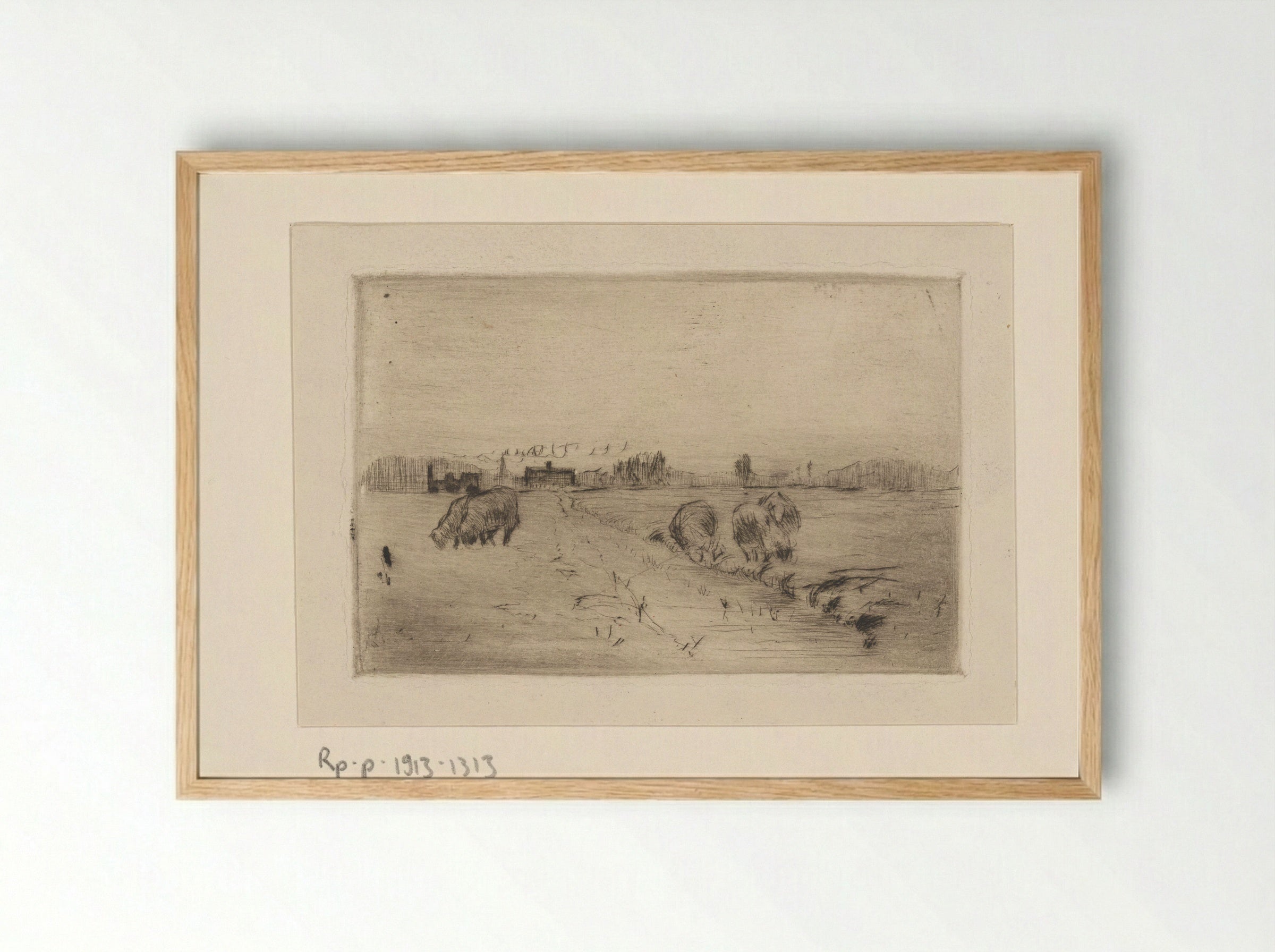 Weiland met schapen - Philip Zilcken - Framed Print Wood