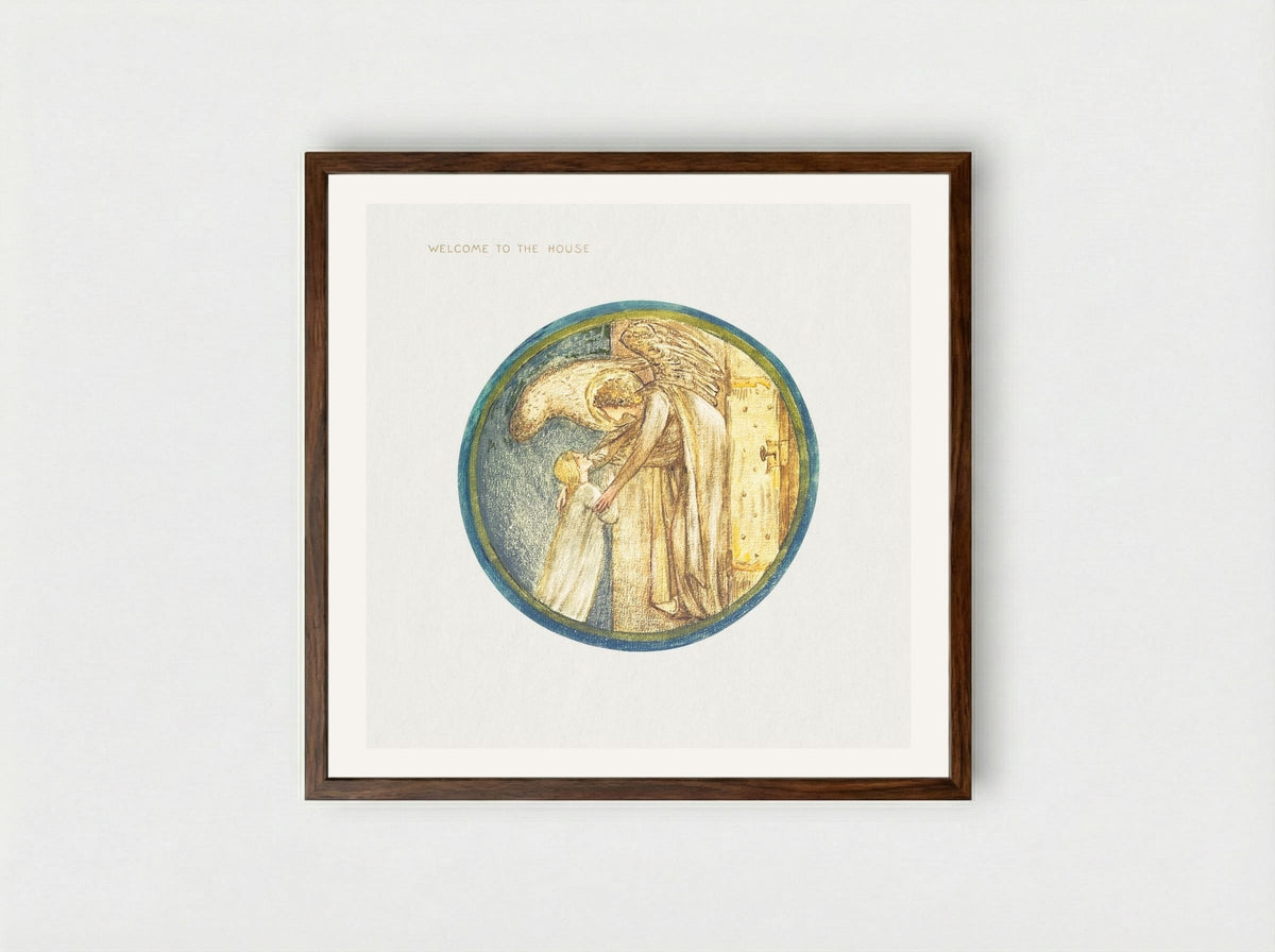 Welcome to the House, from The Flower Book - Edward Burne-Jones - Framed Print Dark Wood
