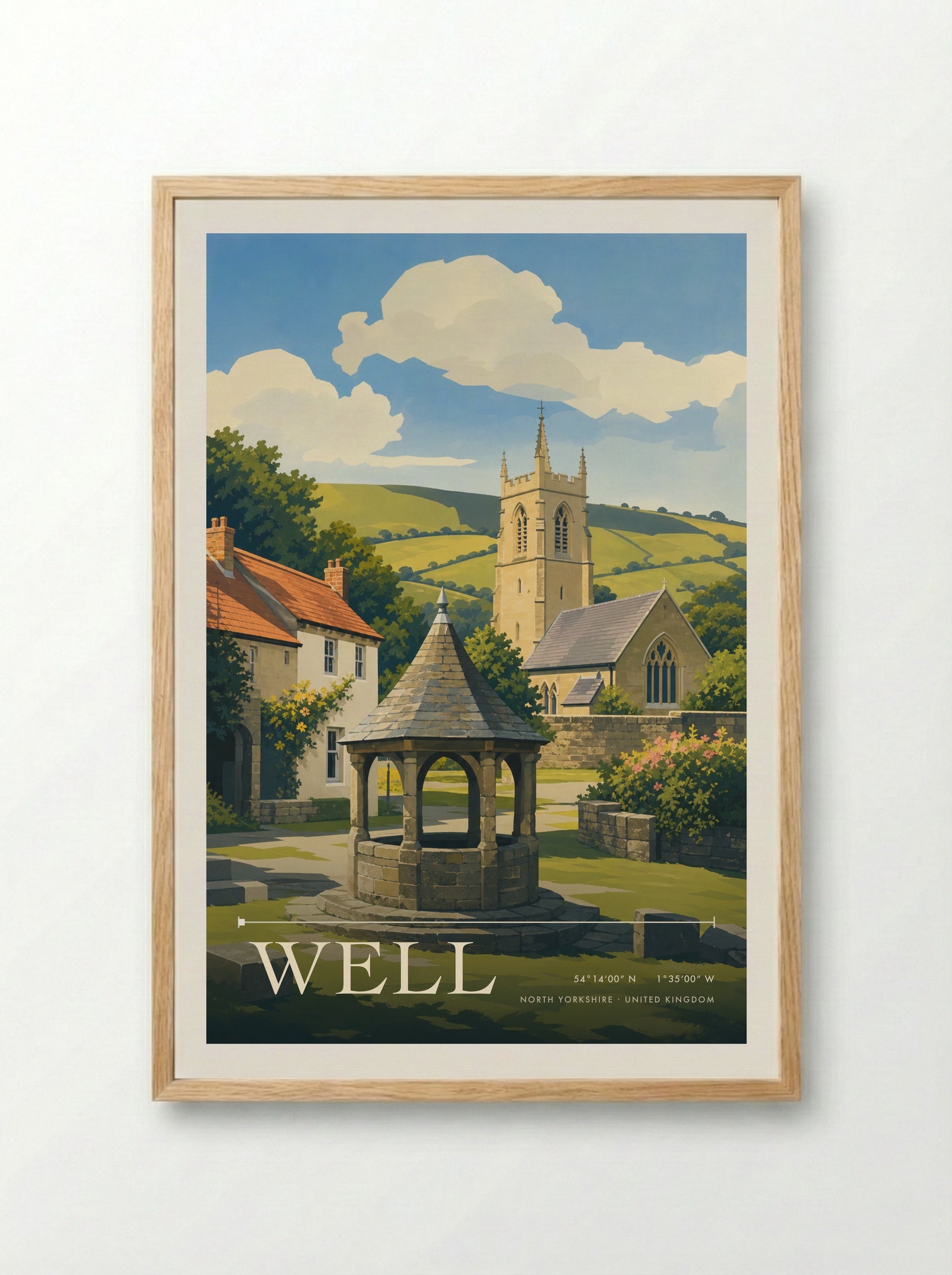Well North Yorkshire United Kingdom Travel Poster - Framed Print Wood