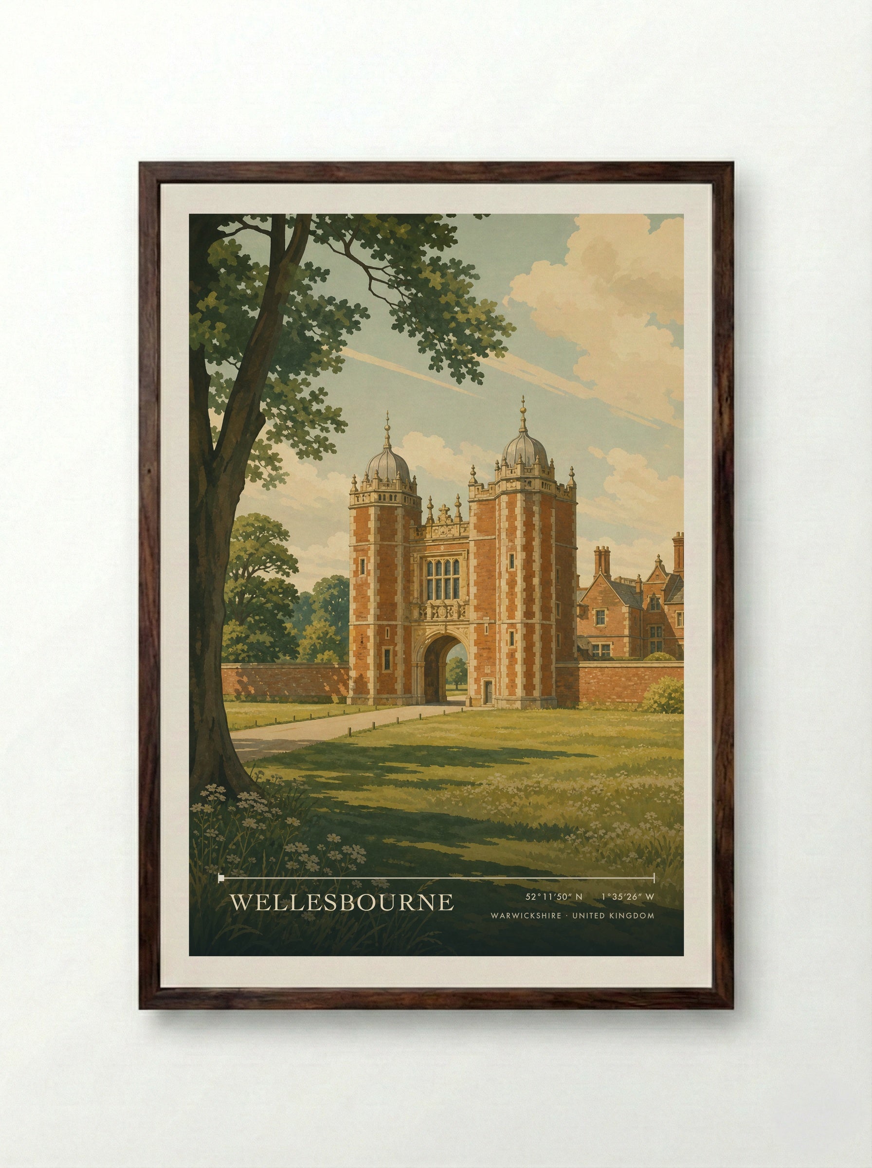 Wellesbourne Warwickshire United Kingdom Travel Poster - Framed Print Dark Wood