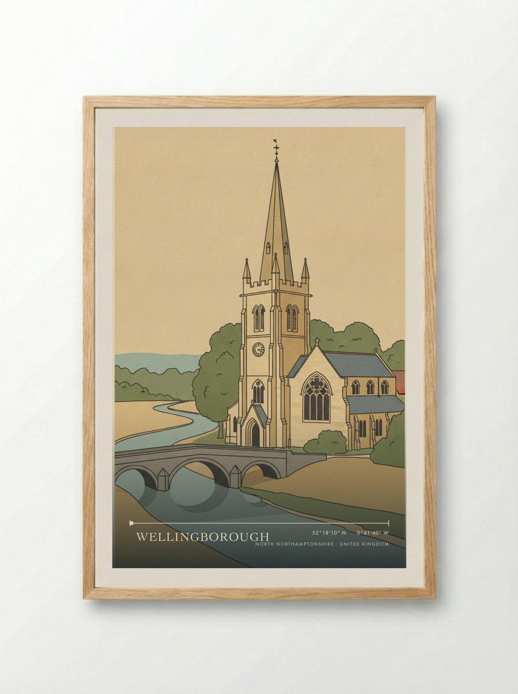 Wellingborough North Northamptonshire United Kingdom Travel Poster - Framed Print Wood