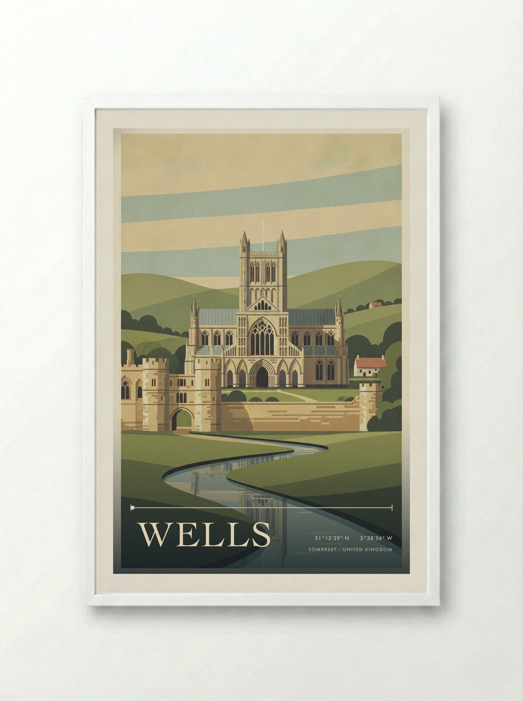 Wells Somerset United Kingdom Travel Poster - Framed Print White