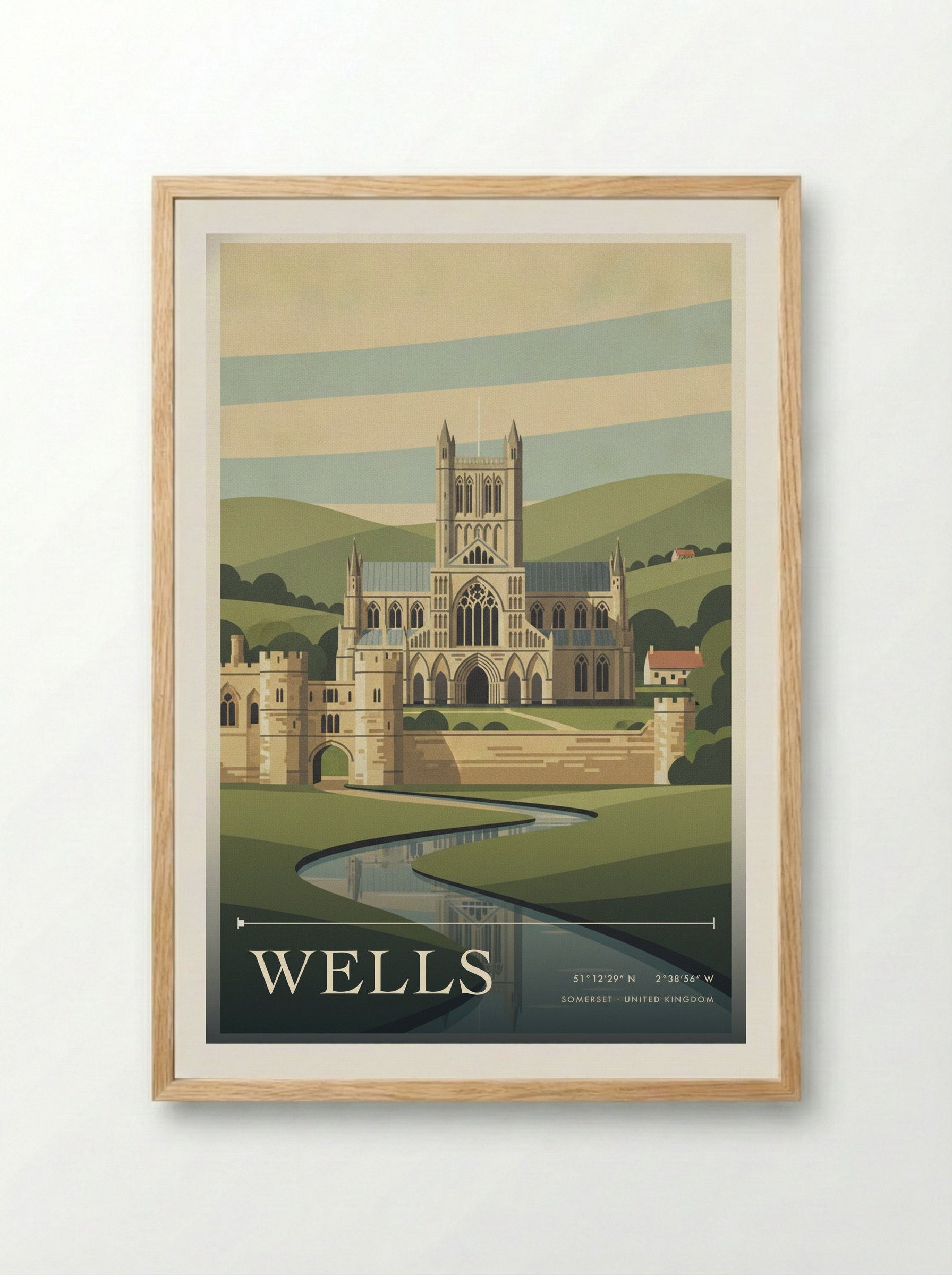 Wells Somerset United Kingdom Travel Poster - Framed Print Wood
