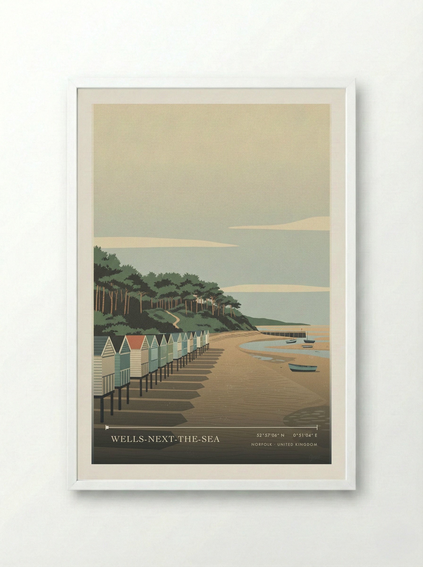 Wells-next-the-Sea Norfolk United Kingdom Travel Poster - Framed Print White