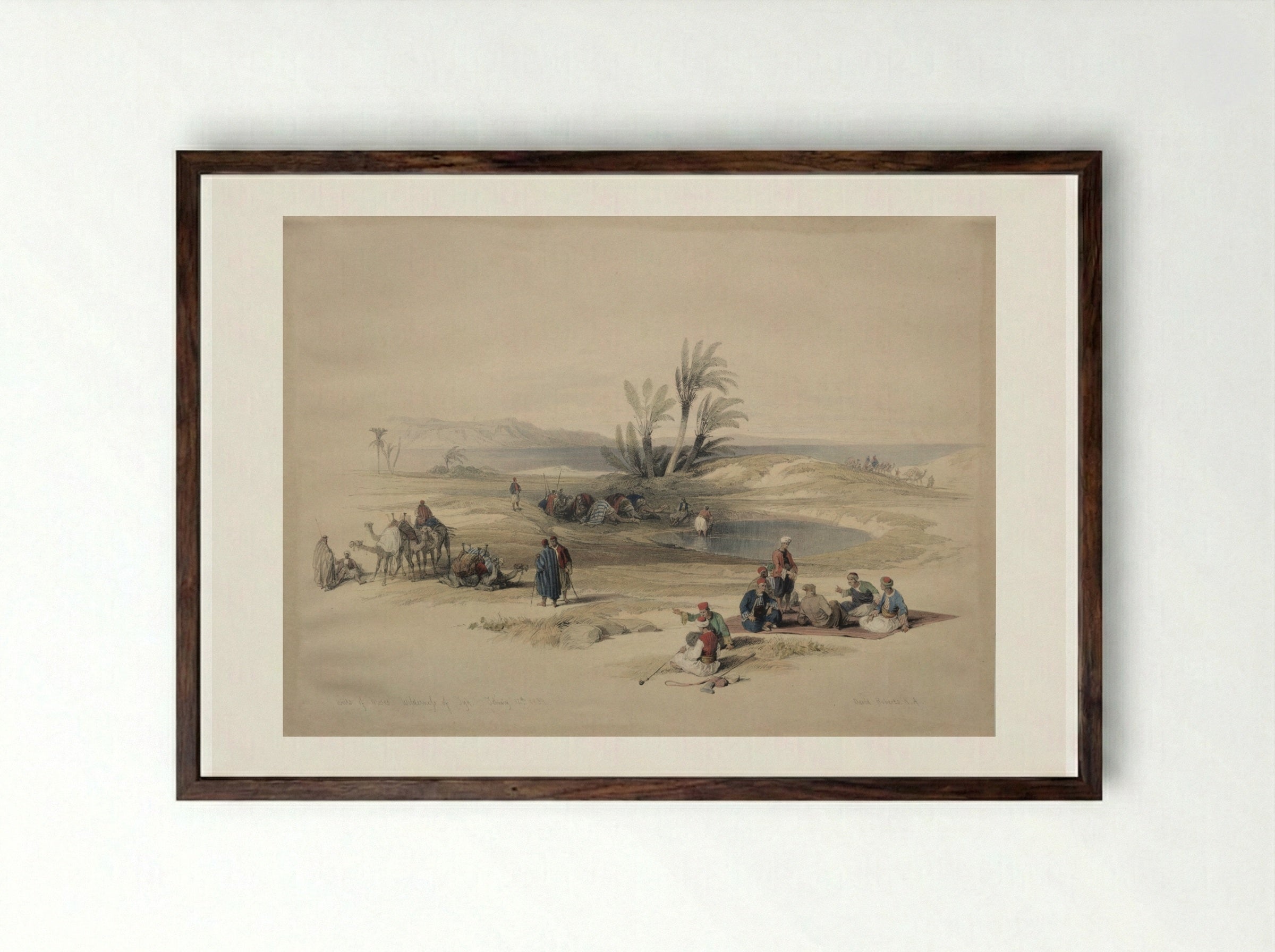Wells of Moses, Wilderness of Tyh - David Roberts - Framed Print Dark Wood