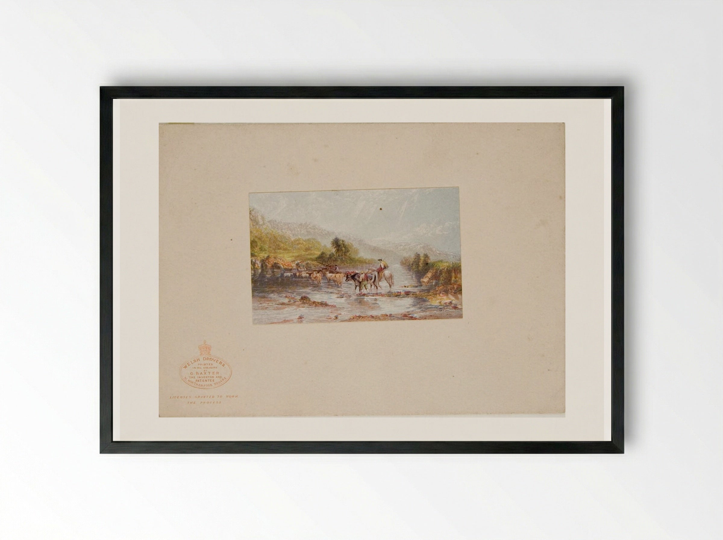 Welsh Drovers - George Baxter - Framed Print Black