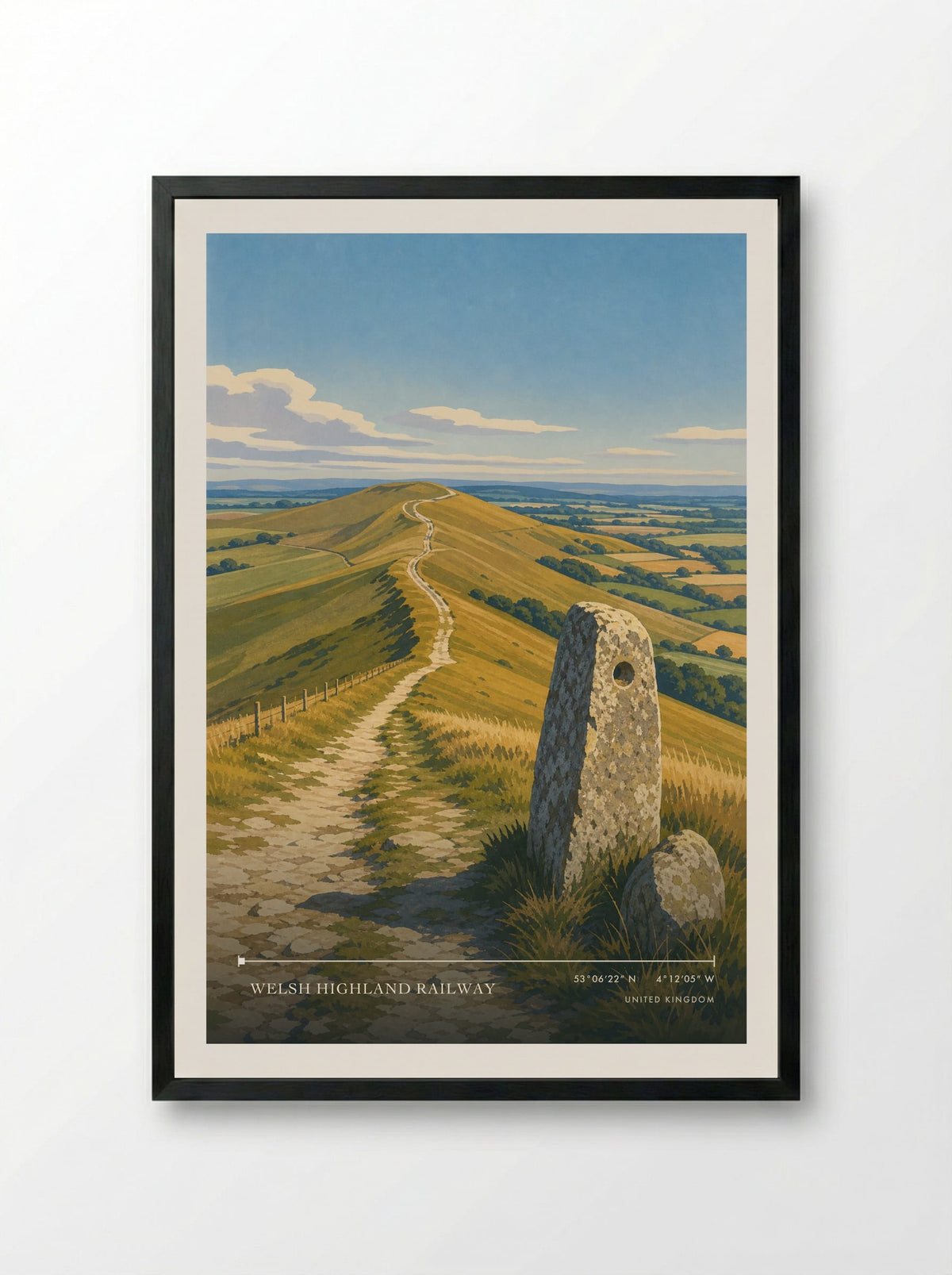 Welsh Highland Railway United Kingdom Travel Poster - Framed Print Black