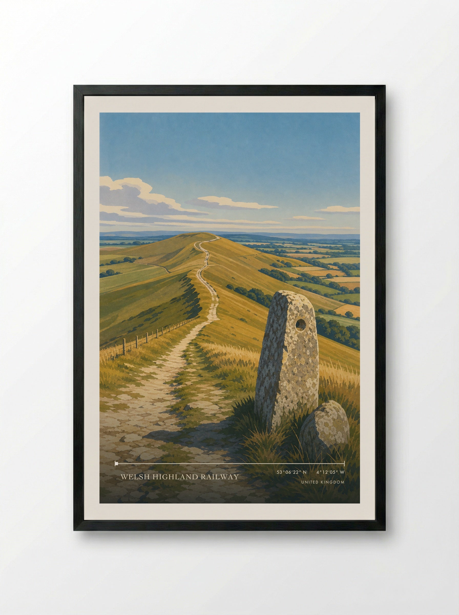 Welsh Highland Railway United Kingdom Travel Poster - Framed Print Black