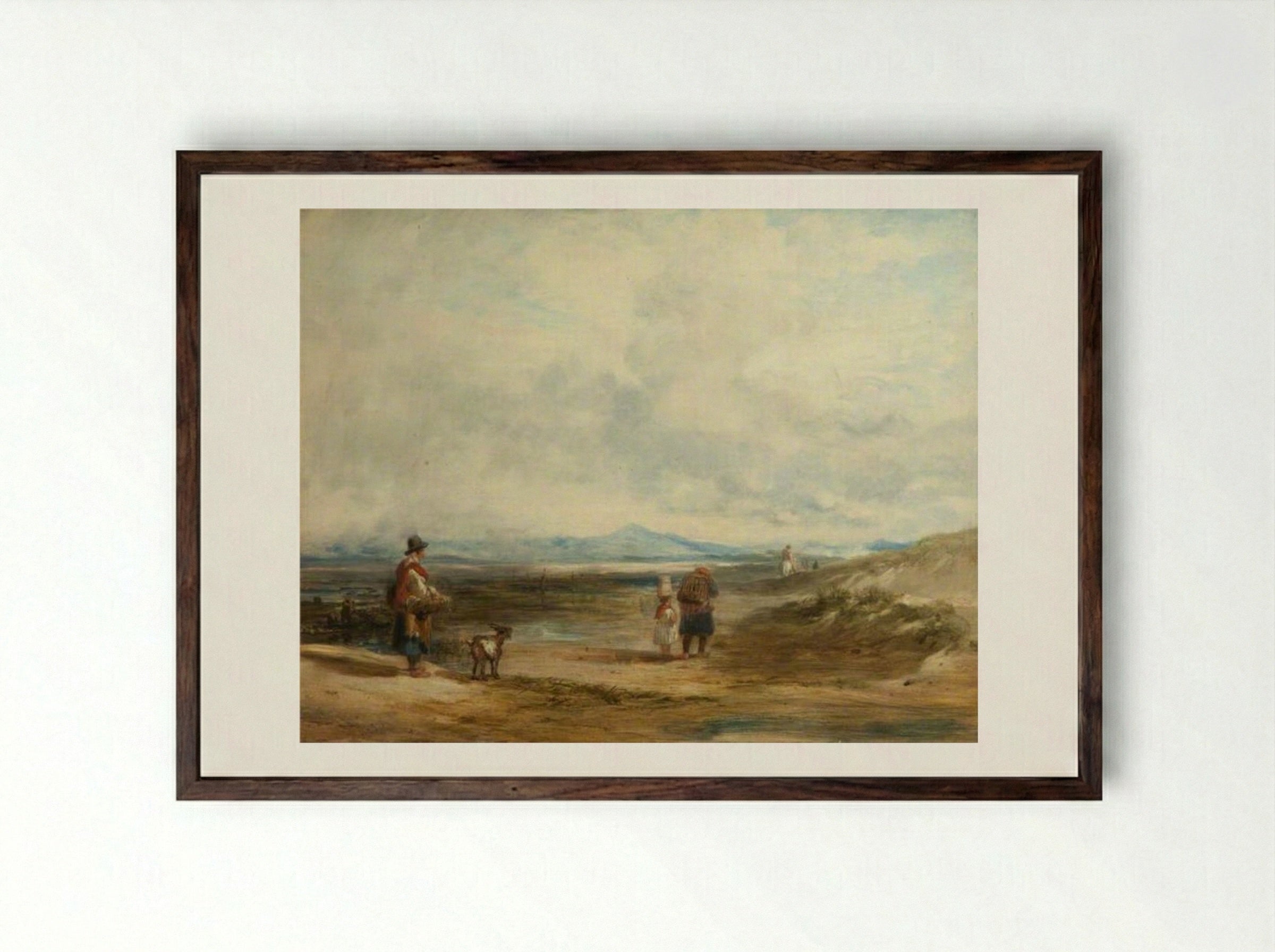 Welsh Peasants Returning from Market; Scene near Barmouth - William Collins - Framed Print Dark Wood