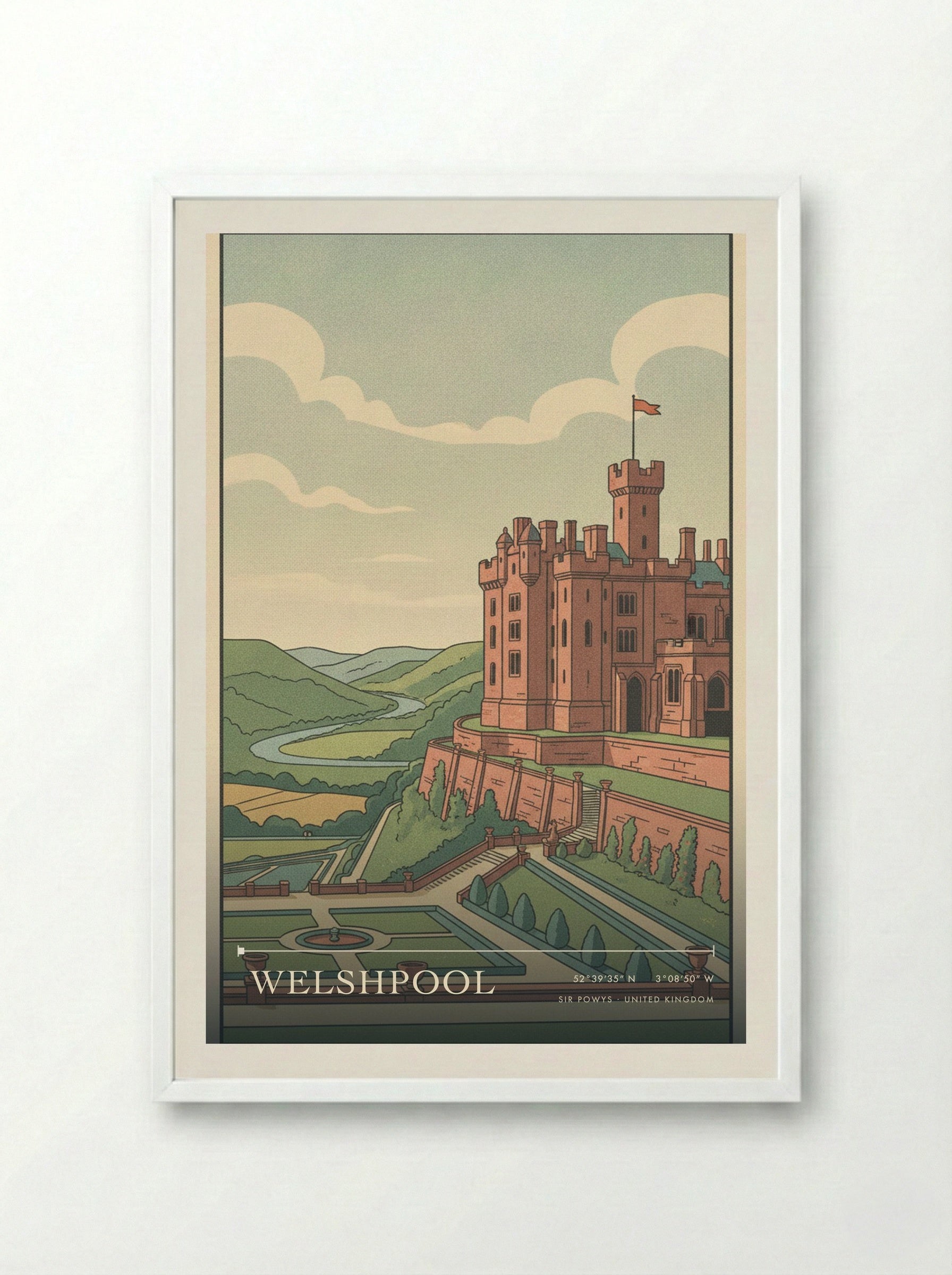 Welshpool Sir Powys United Kingdom Travel Poster - Framed Print White
