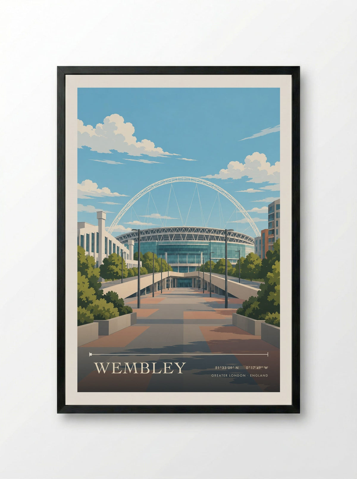 Wembley, Greater London | Travel Poster - Framed Print Black