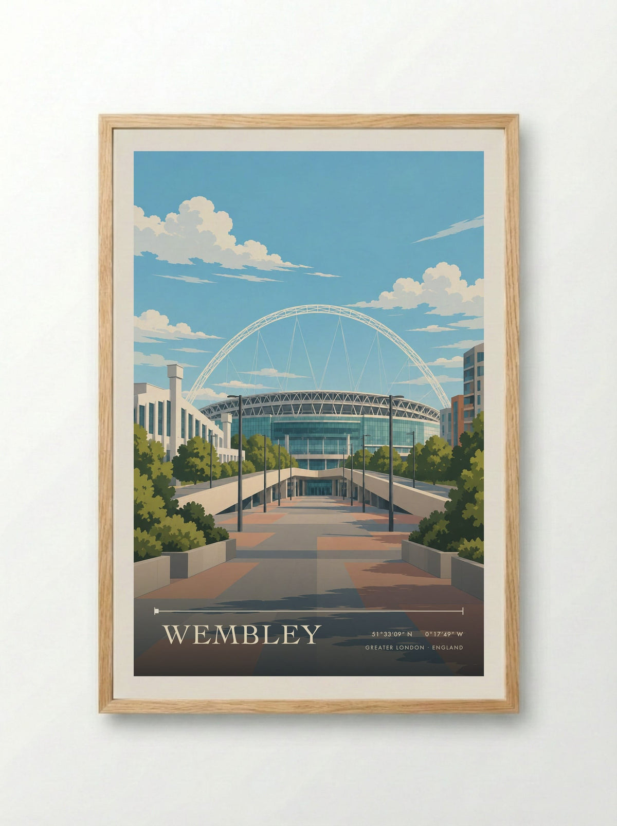 Wembley, Greater London | Travel Poster - Framed Print Wood