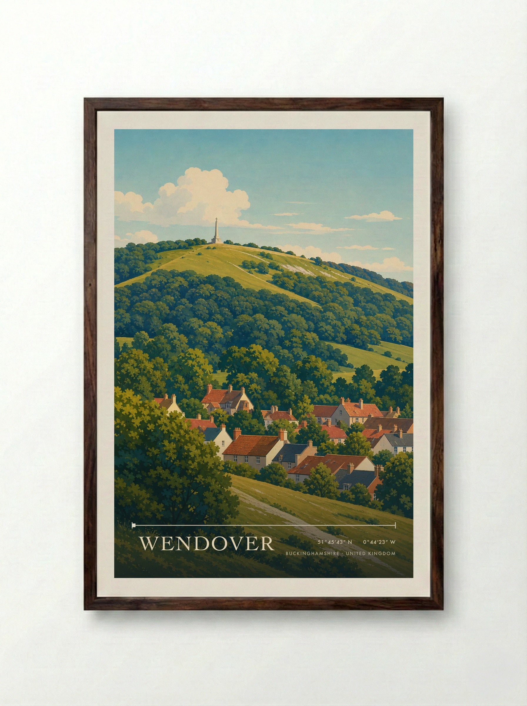 Wendover Buckinghamshire United Kingdom Travel Poster - Framed Print Dark Wood