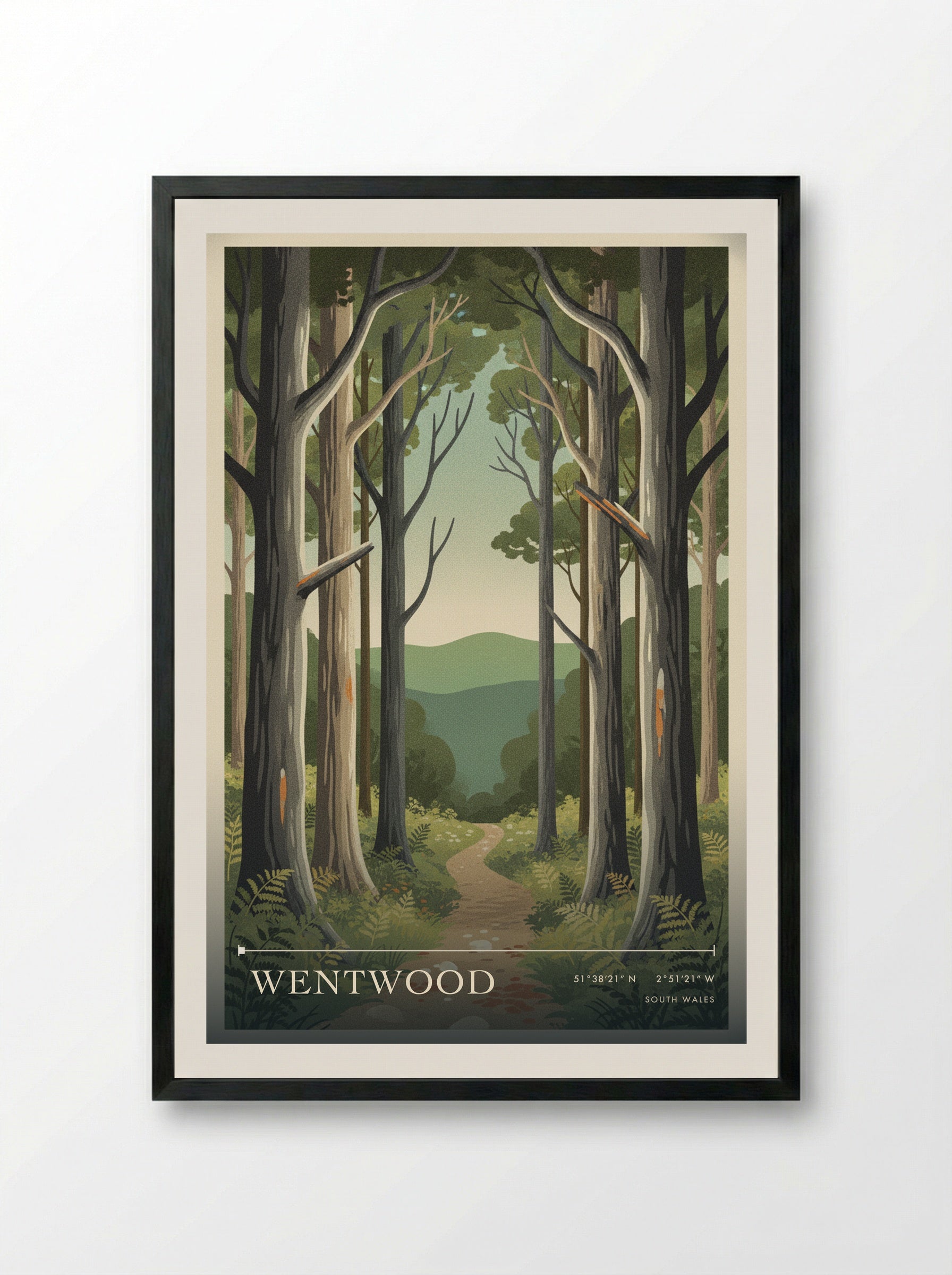 Wentwood South Wales Wales Travel Poster - Framed Print Black