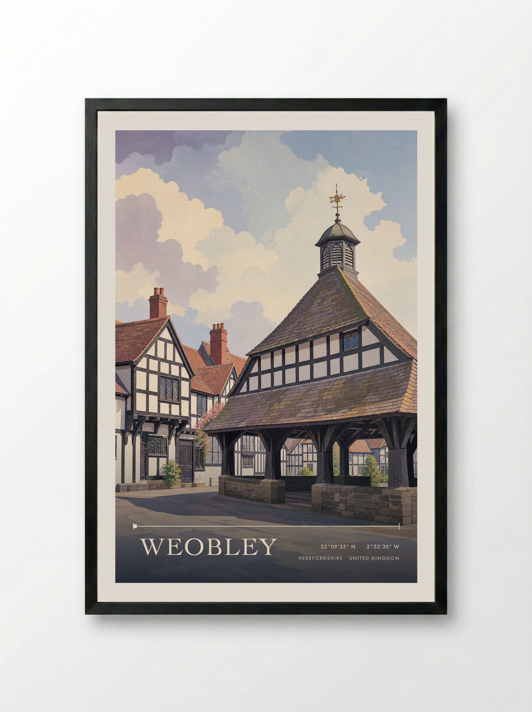 Weobley Herefordshire United Kingdom Travel Poster - Framed Print Black