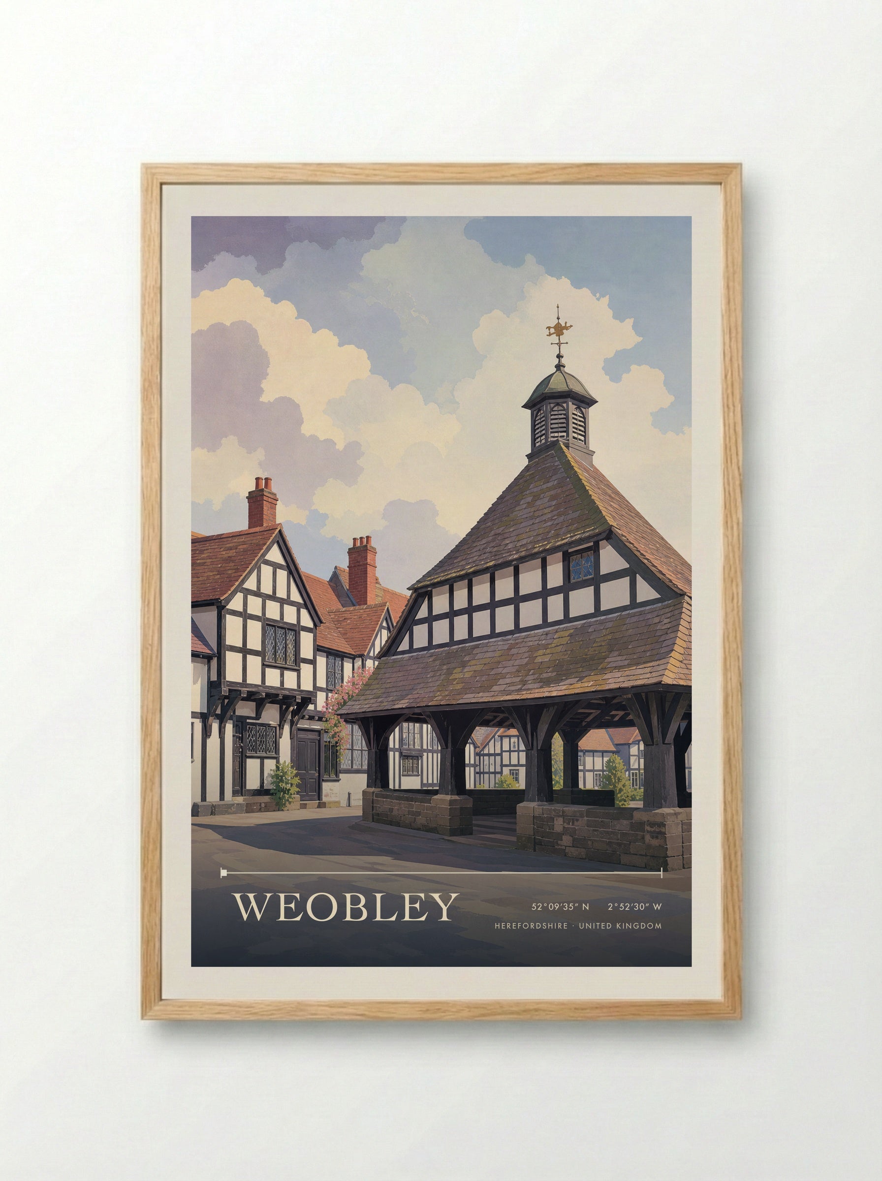 Weobley Herefordshire United Kingdom Travel Poster - Framed Print Wood