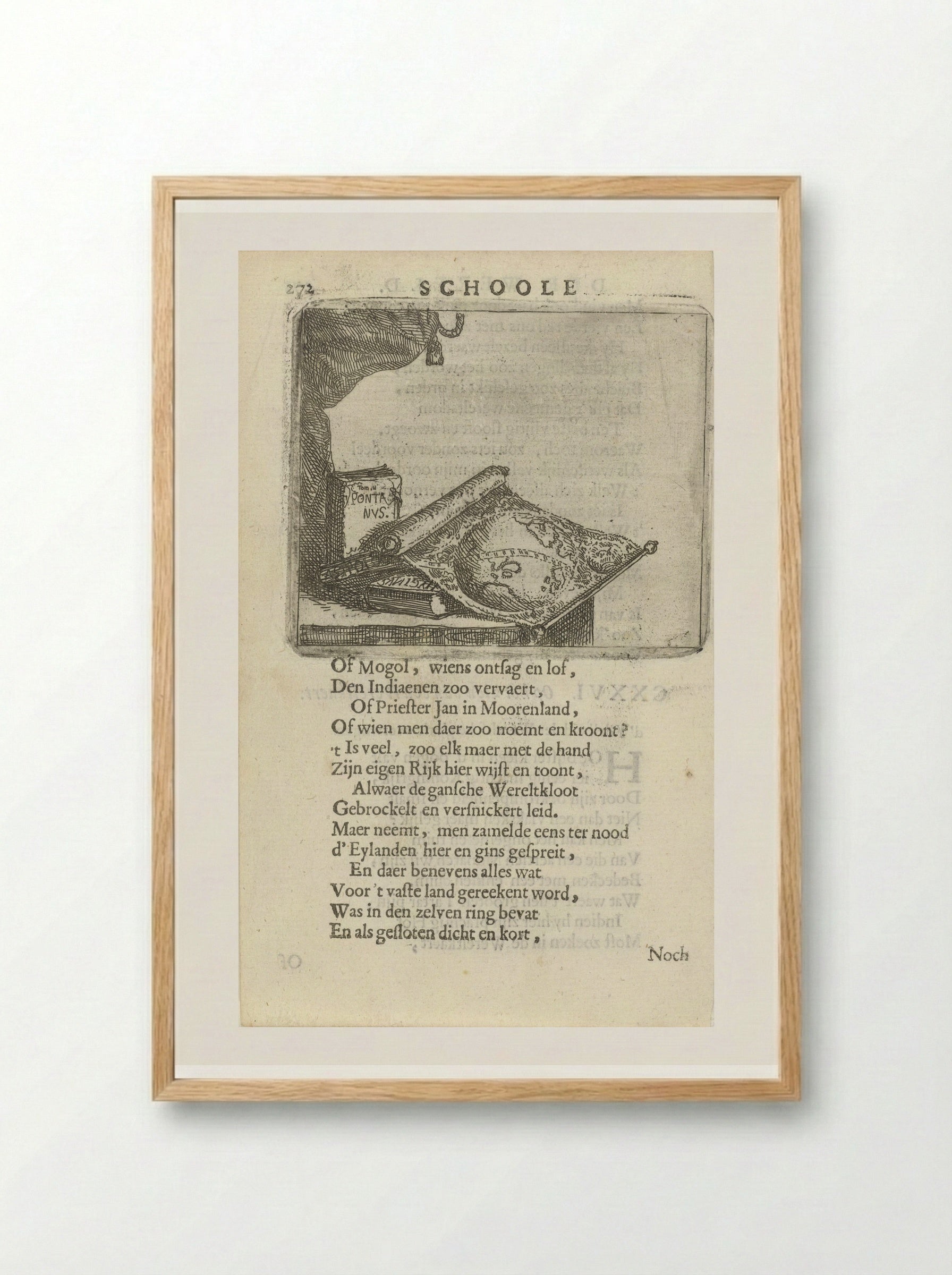 Wereldkaart en boeken - Arnold Houbraken - Framed Print Wood
