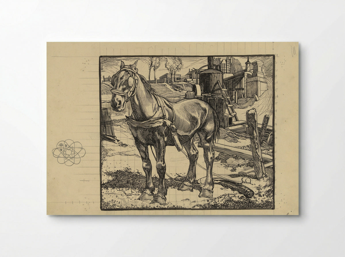 Werkpaard, bij een heimachine rustend - Johannes Josephus Aarts - Poster