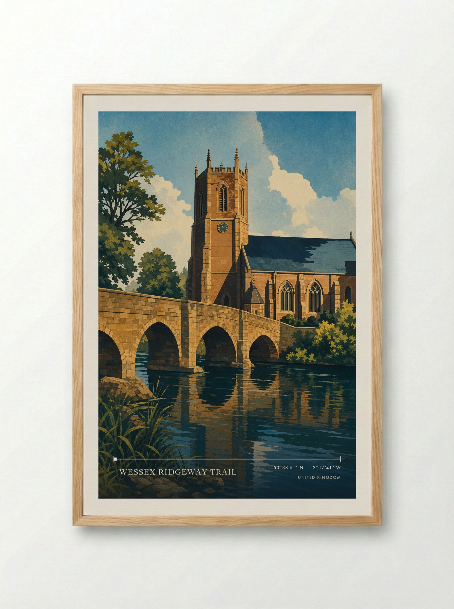 Wessex Ridgeway Trail United Kingdom Travel Poster - Framed Print Wood