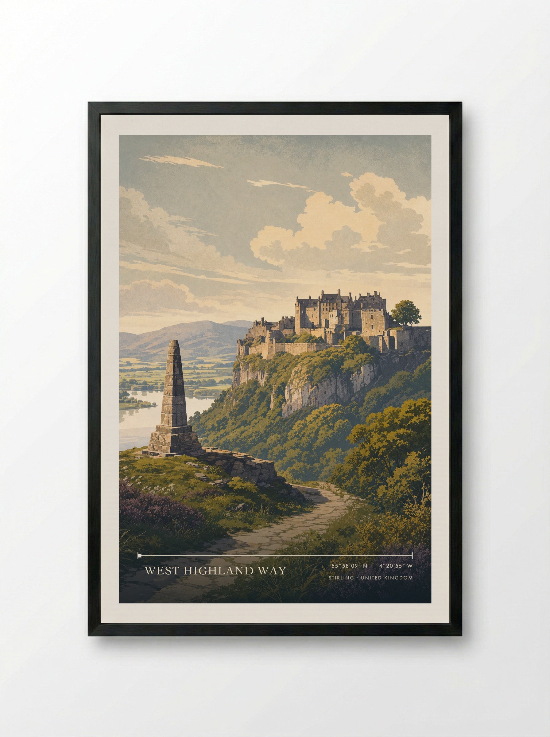 West Highland Way Stirling United Kingdom Travel Poster - Framed Print Black