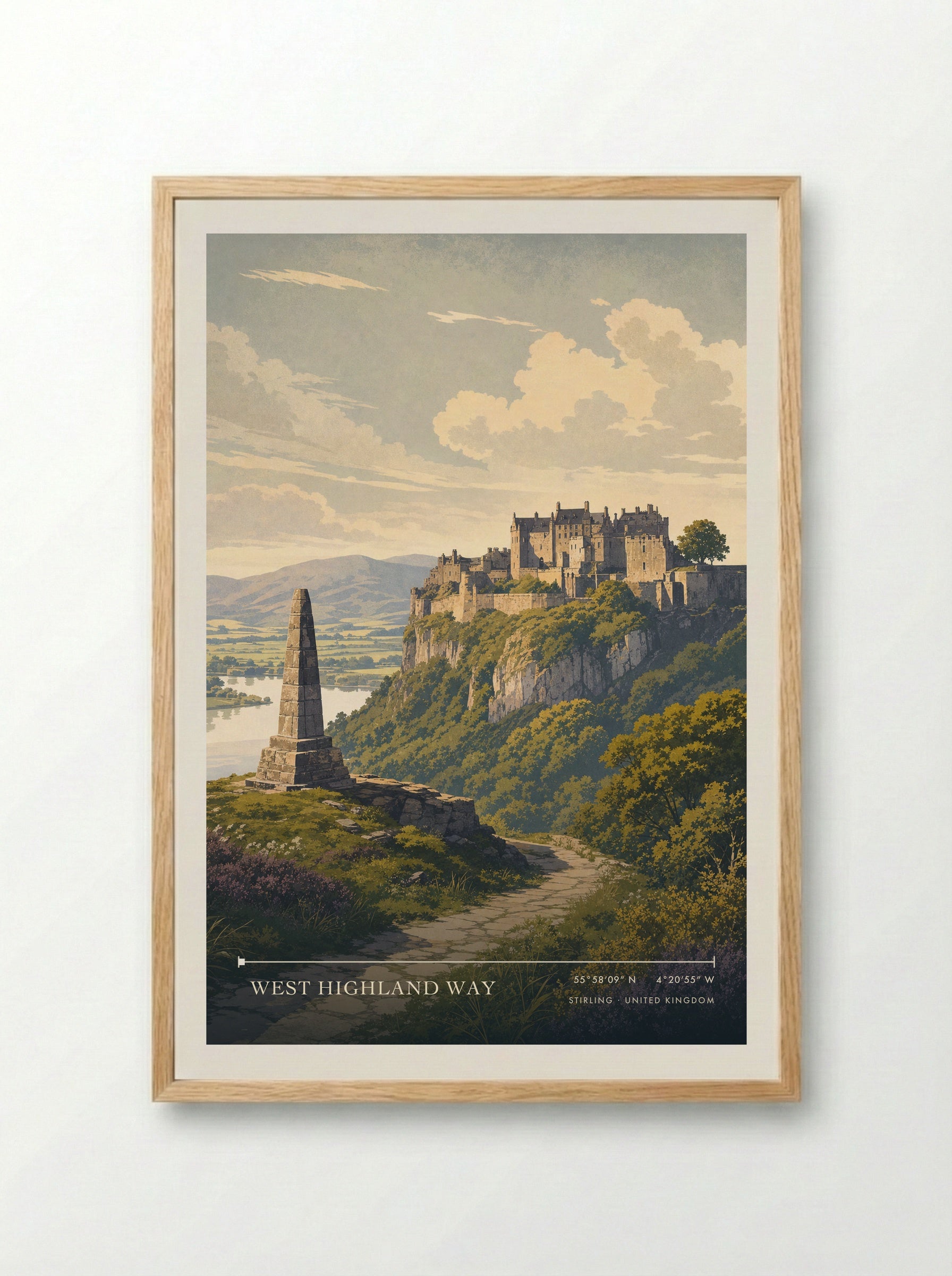 West Highland Way Stirling United Kingdom Travel Poster - Framed Print Wood