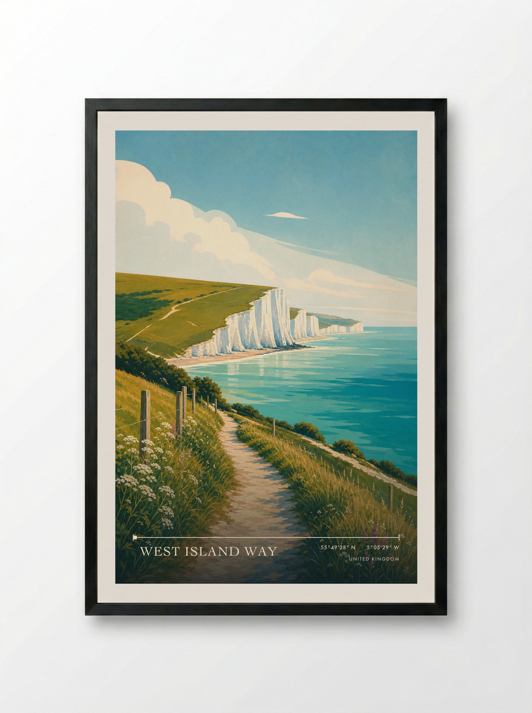 West Island Way United Kingdom Travel Poster - Framed Print Black