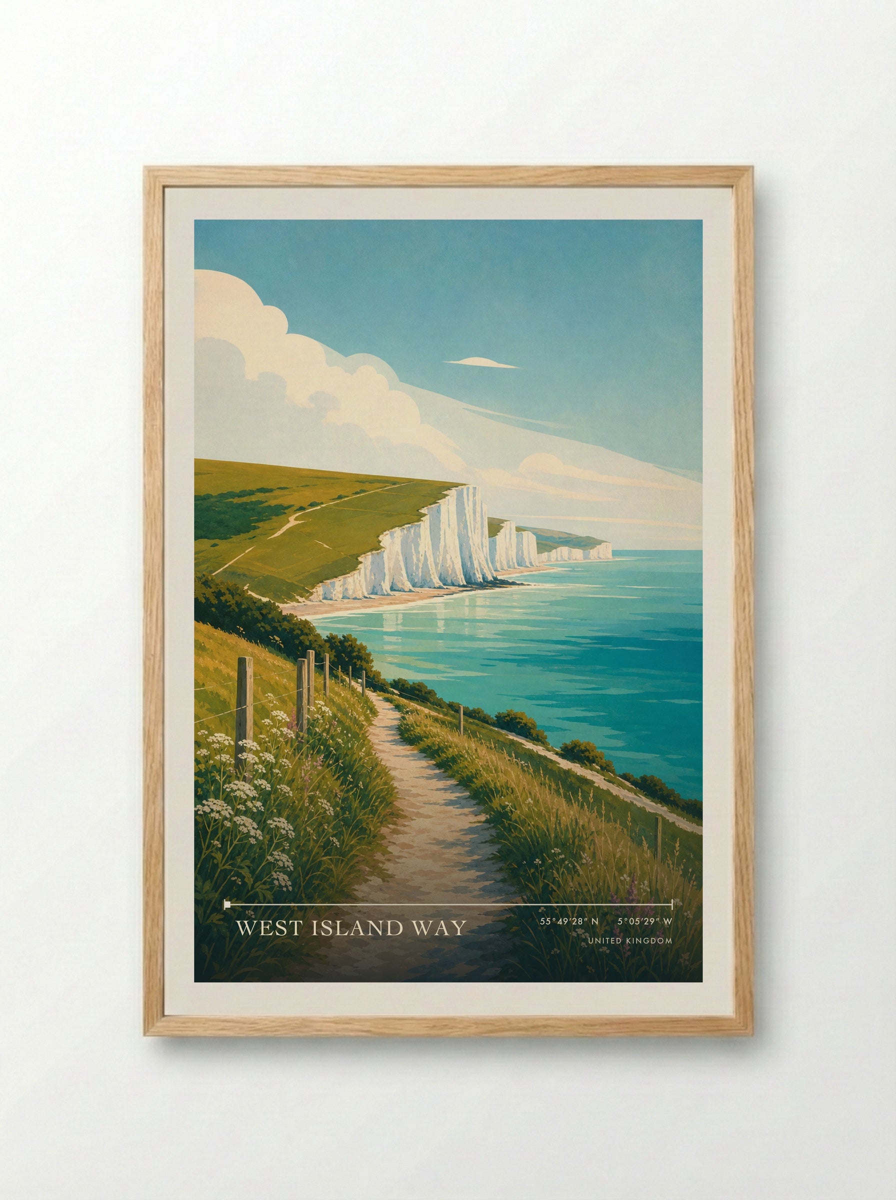 West Island Way United Kingdom Travel Poster - Framed Print Wood