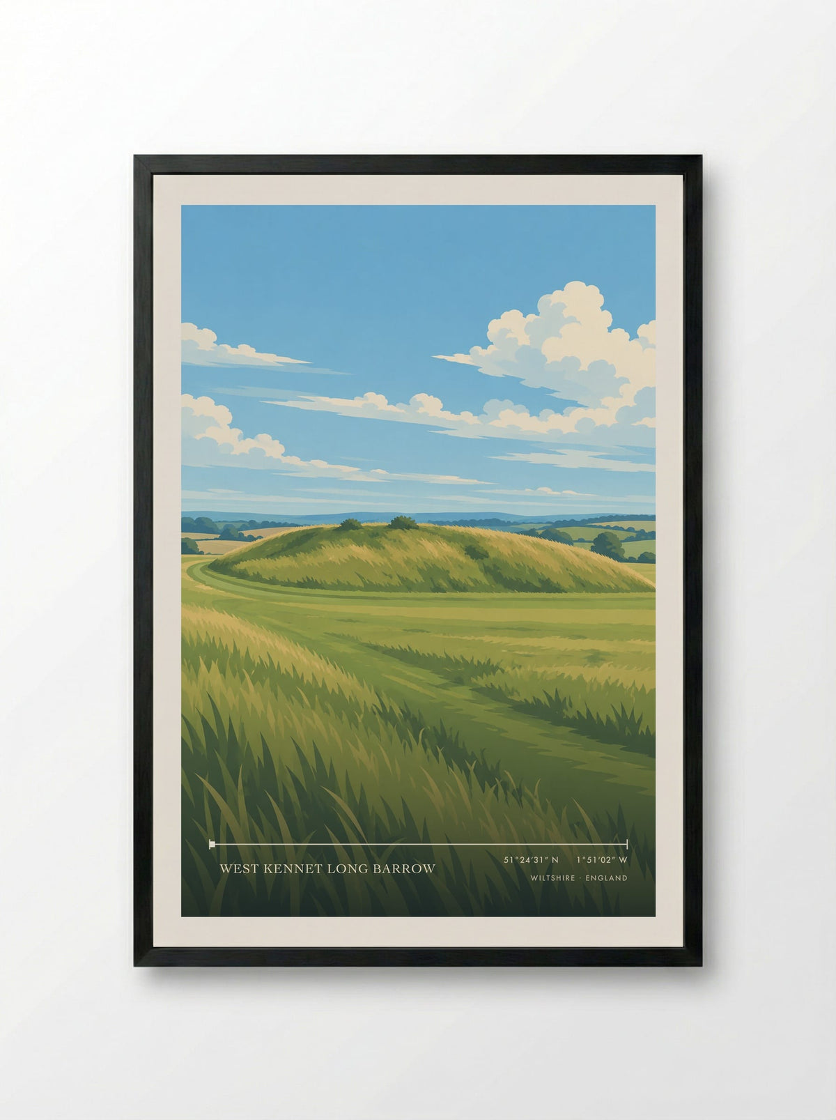 West Kennet Long Barrow, Wiltshire | Travel Poster - Framed Print Black