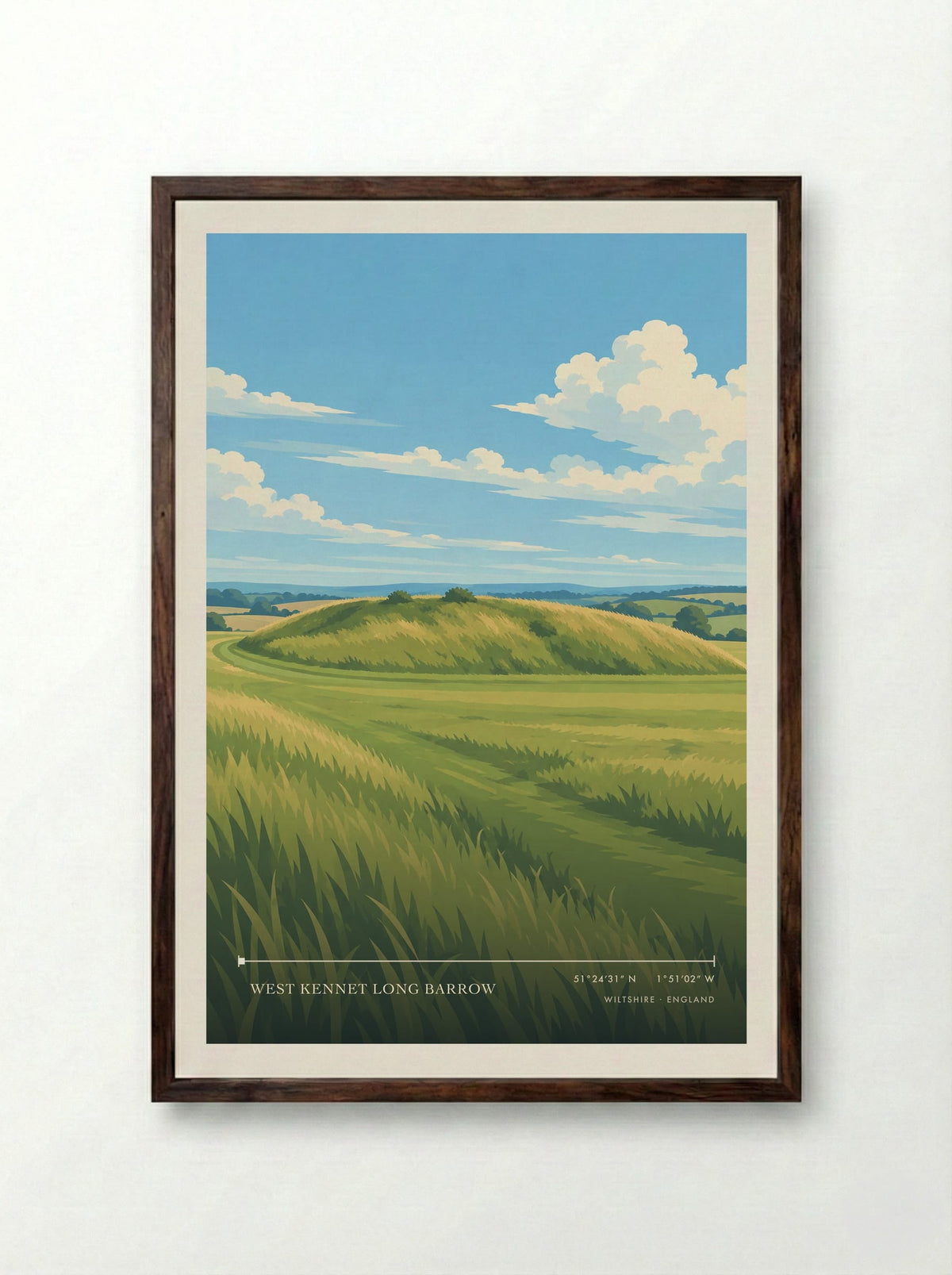 West Kennet Long Barrow, Wiltshire | Travel Poster - Framed Print Dark Wood