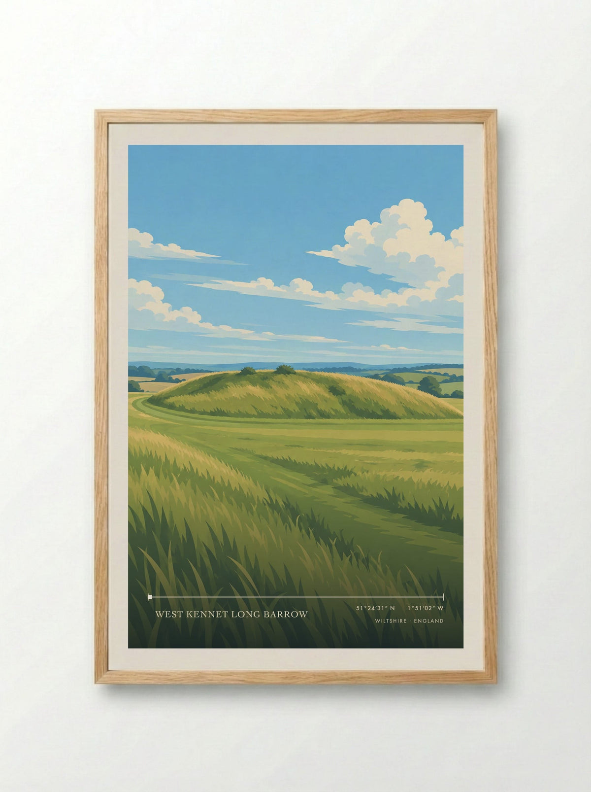 West Kennet Long Barrow, Wiltshire | Travel Poster - Framed Print Wood