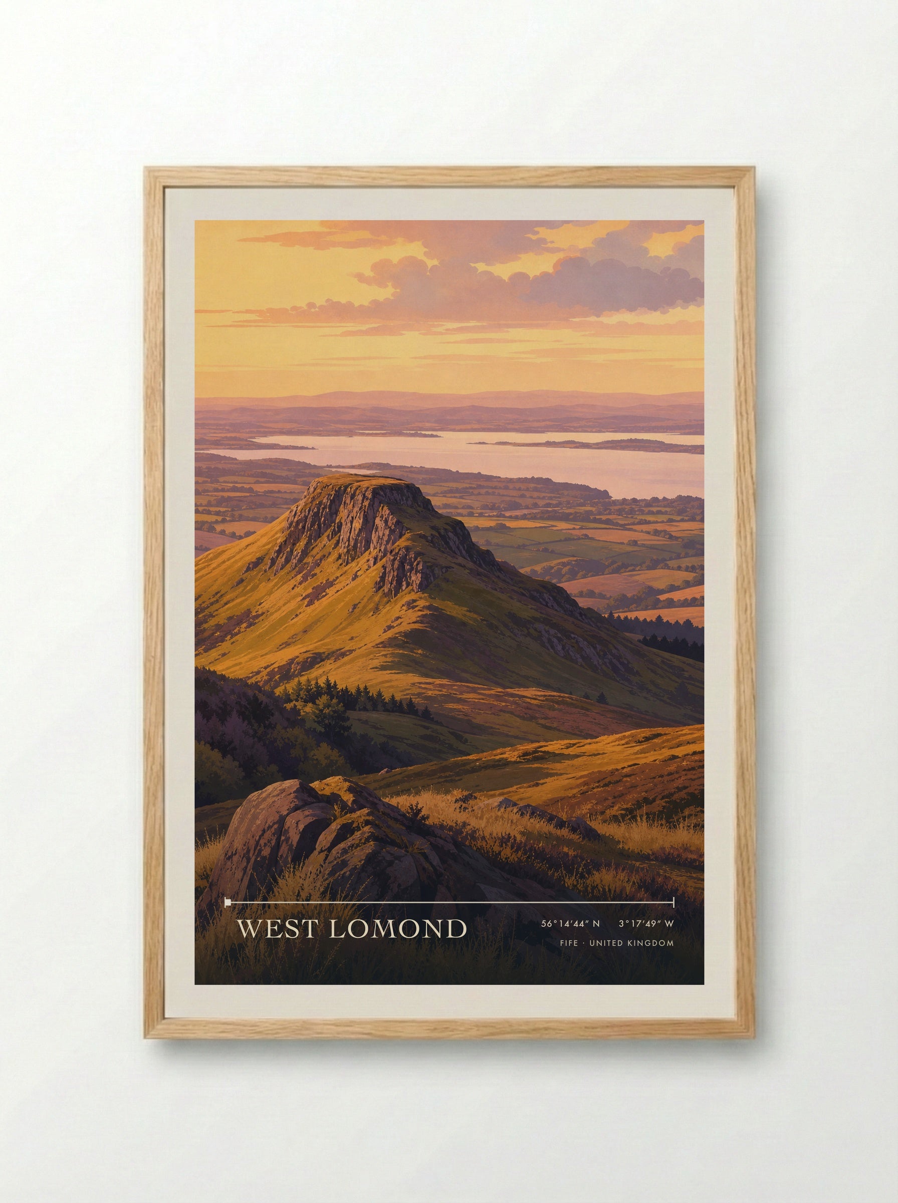 West Lomond Fife United Kingdom Travel Poster - Framed Print Wood