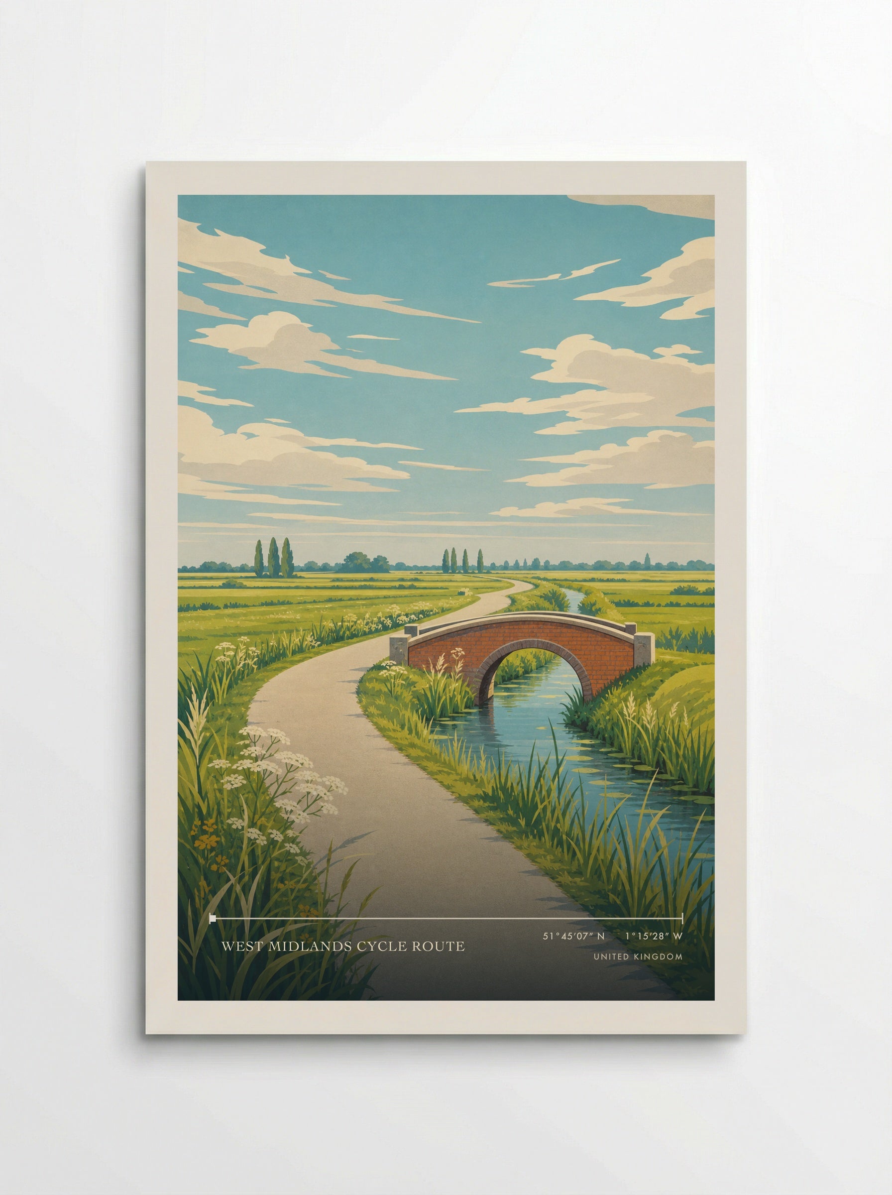 West Midlands Cycle Route United Kingdom Travel Poster - Poster
