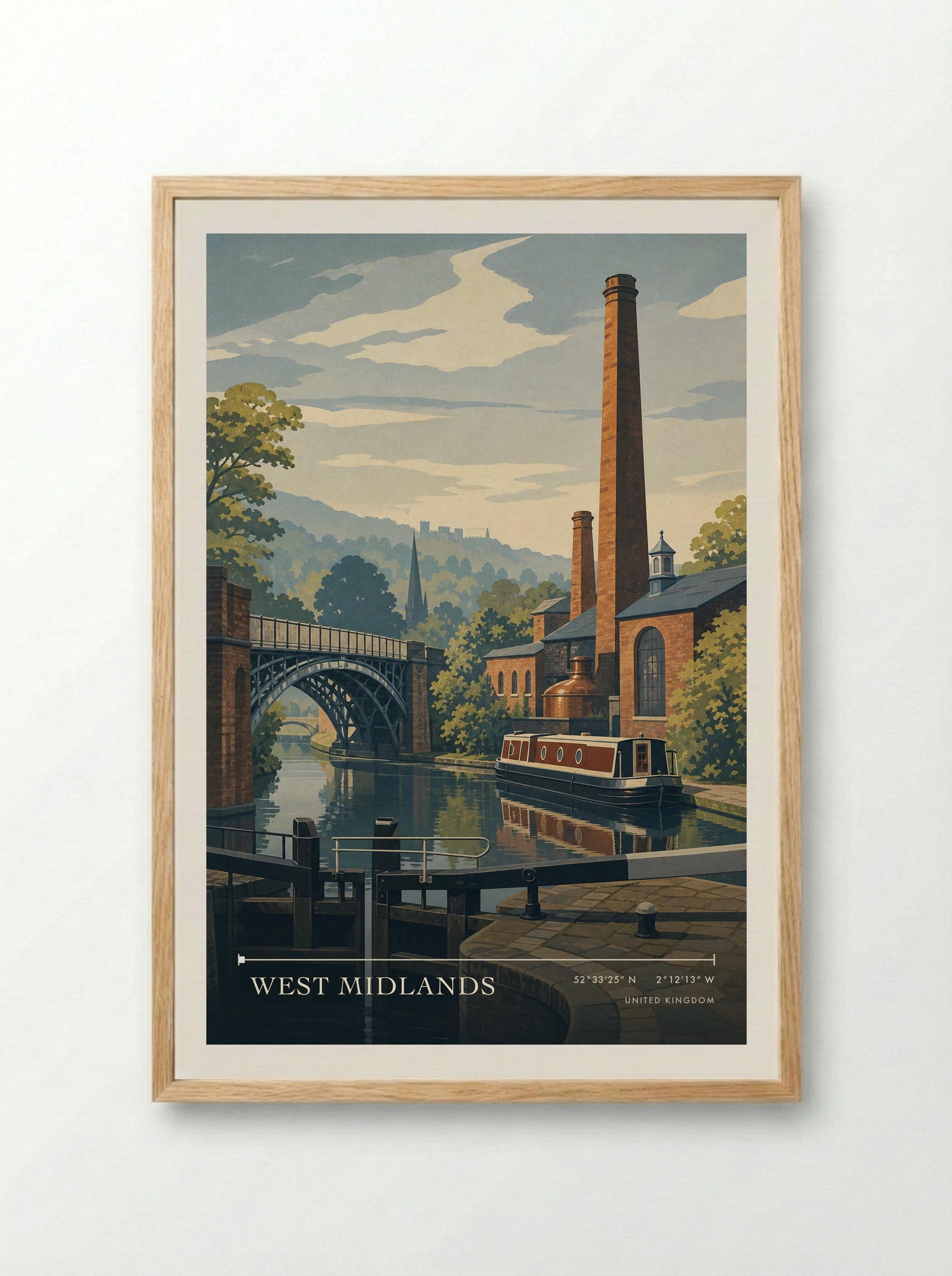 West Midlands United Kingdom Travel Poster - Framed Print Wood