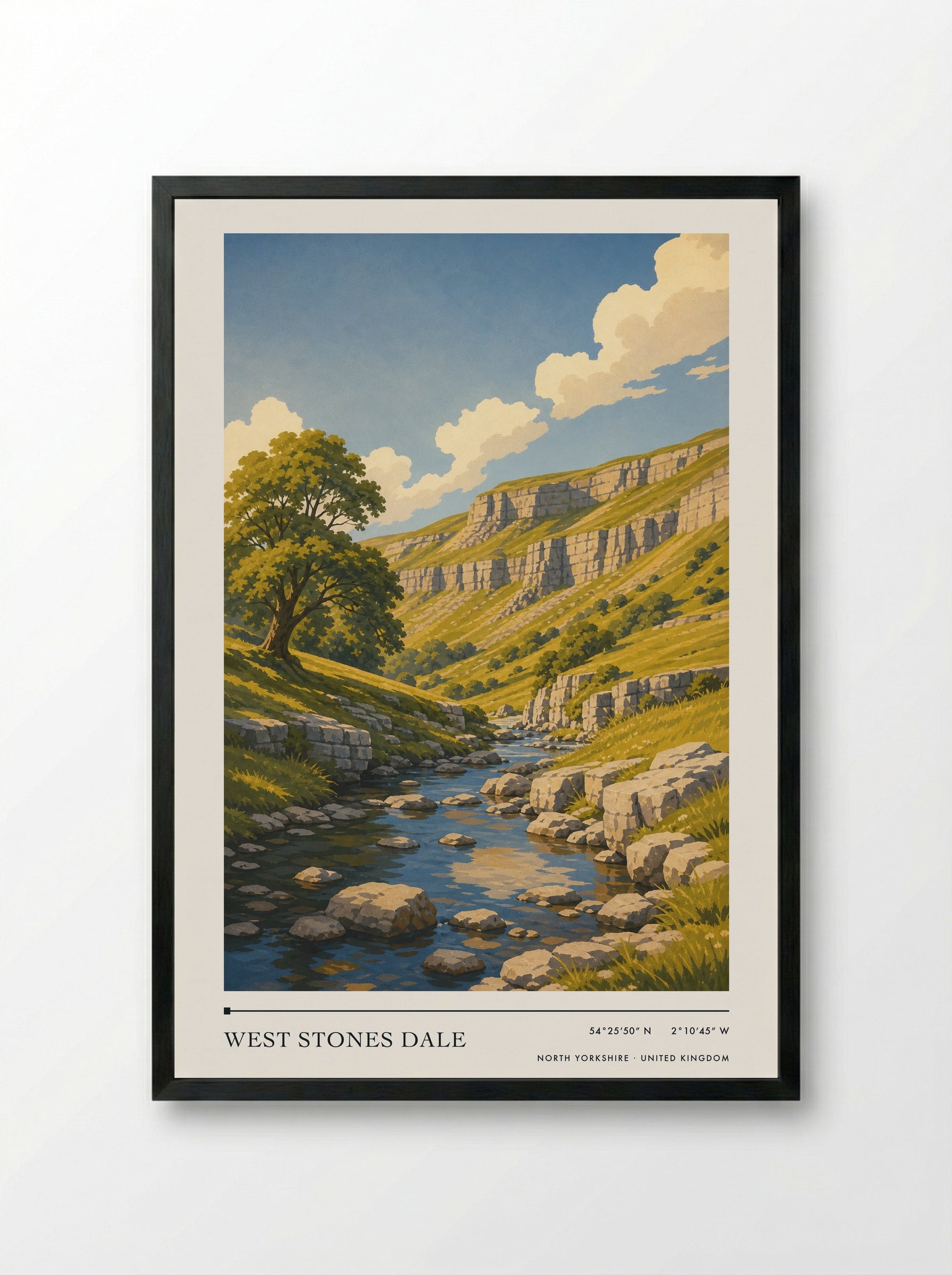 West Stones Dale North Yorkshire United Kingdom Travel Poster - Framed Print Black