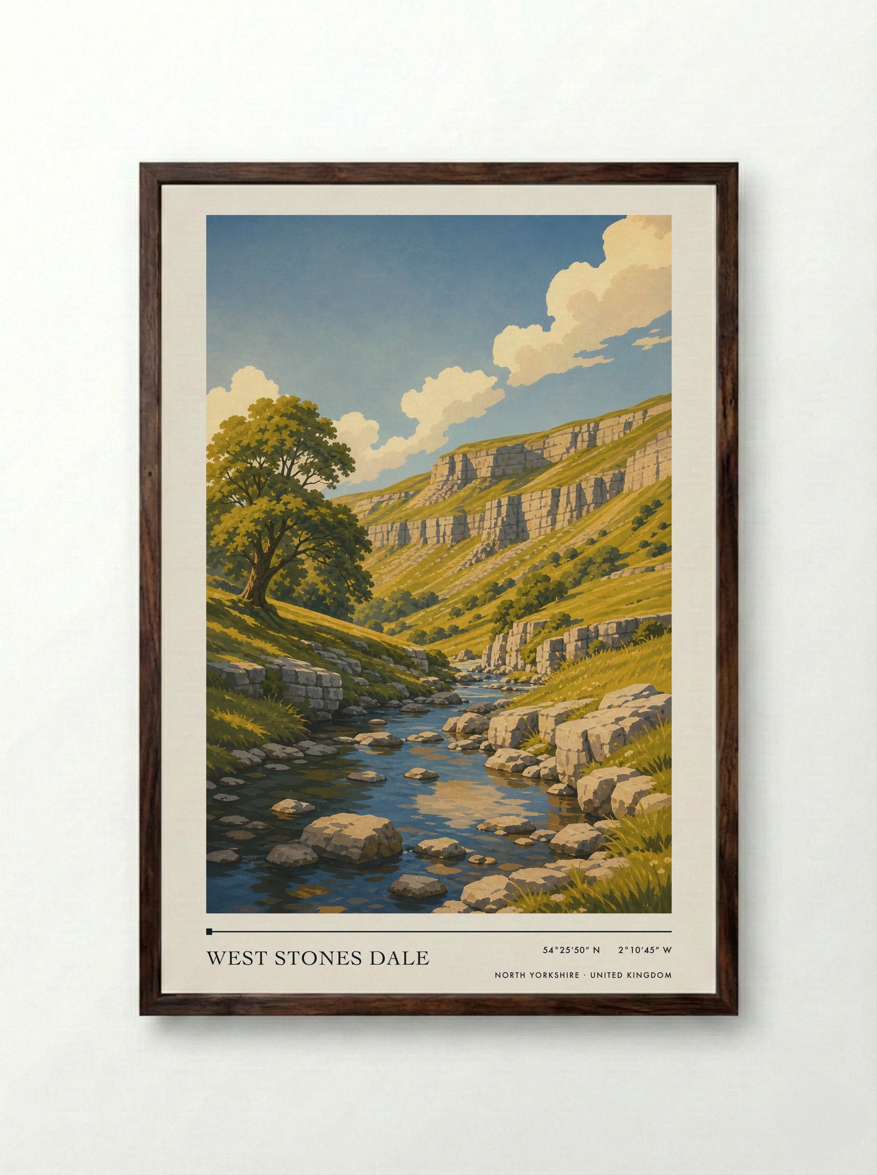 West Stones Dale North Yorkshire United Kingdom Travel Poster - Framed Print Dark Wood