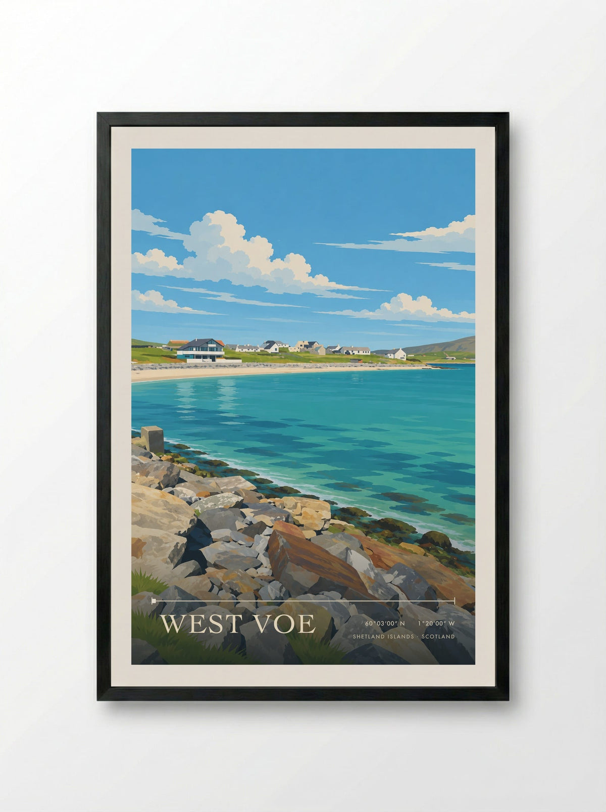 West Voe, Shetland Islands | Travel Poster - Framed Print Black