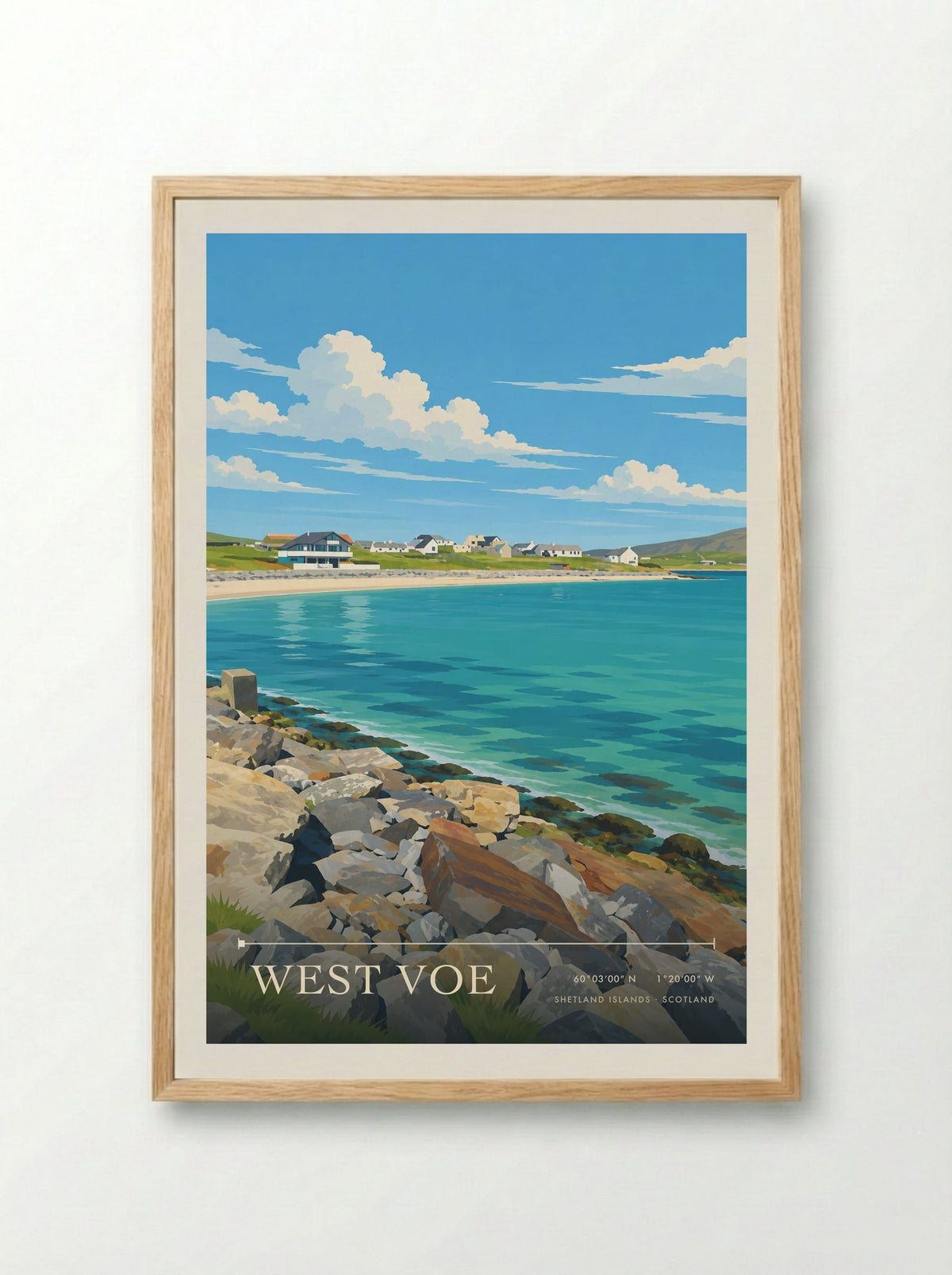 West Voe, Shetland Islands | Travel Poster - Framed Print Wood