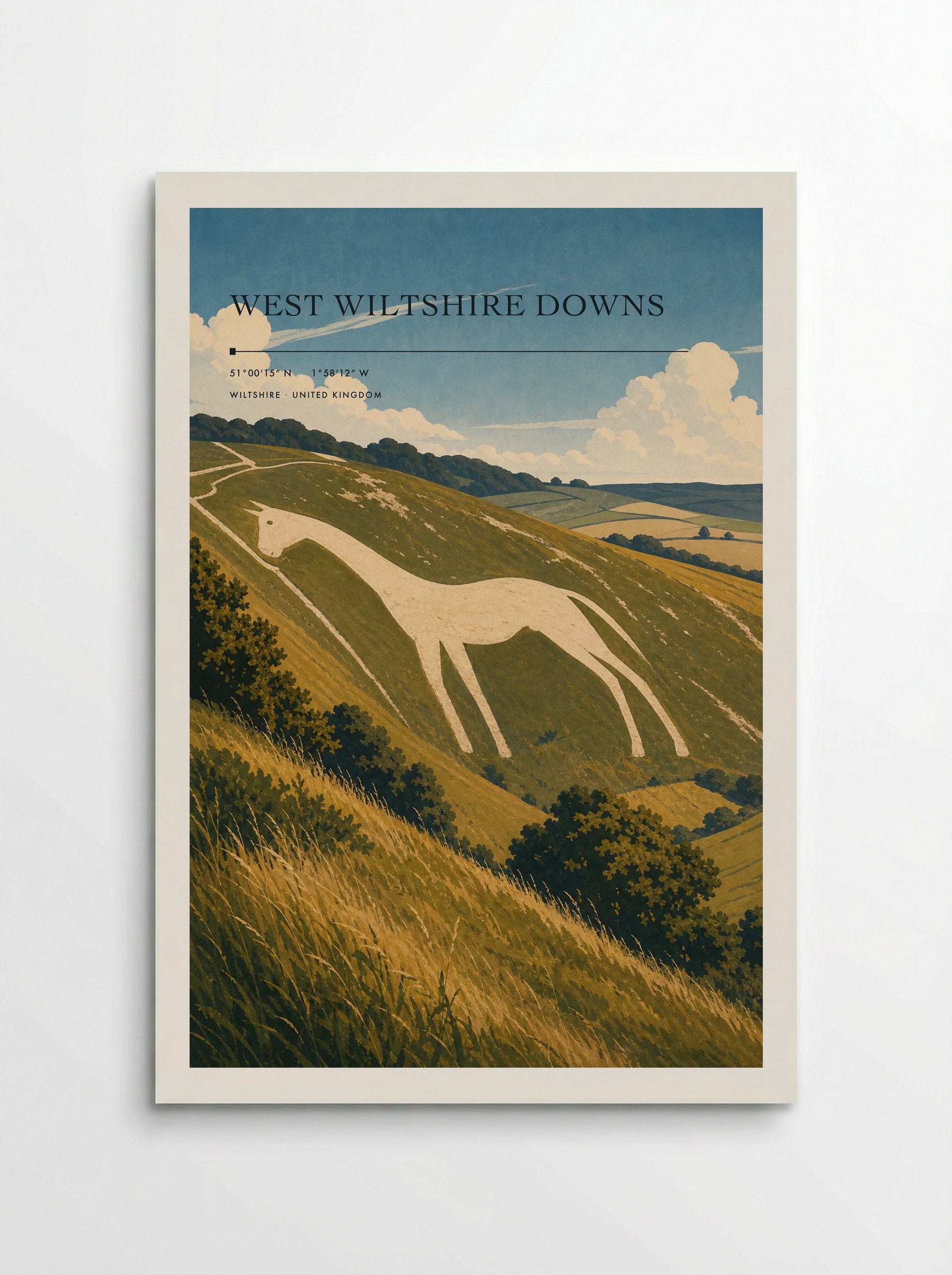 West Wiltshire Downs United Kingdom Travel Poster - Poster