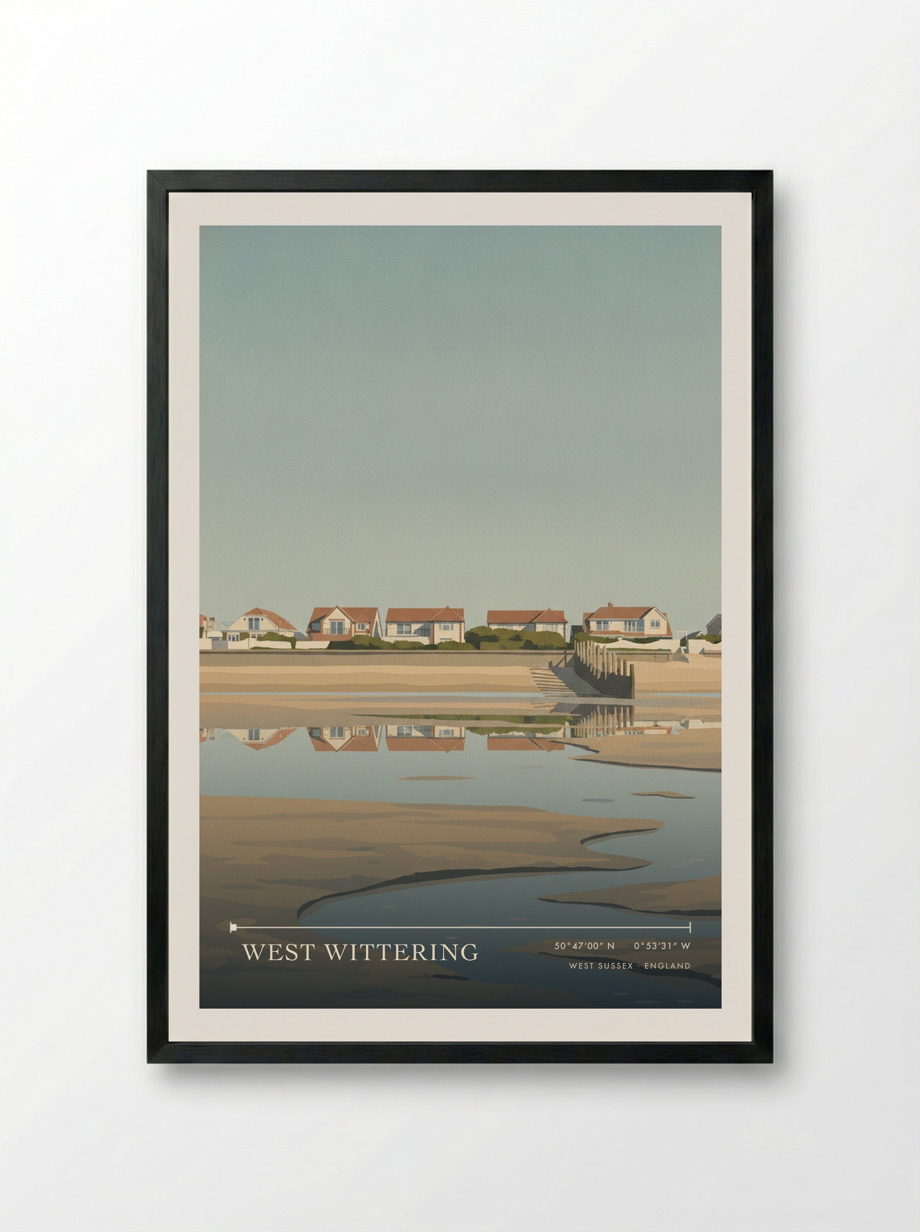 West Wittering West Sussex England Travel Poster - Framed Print Black