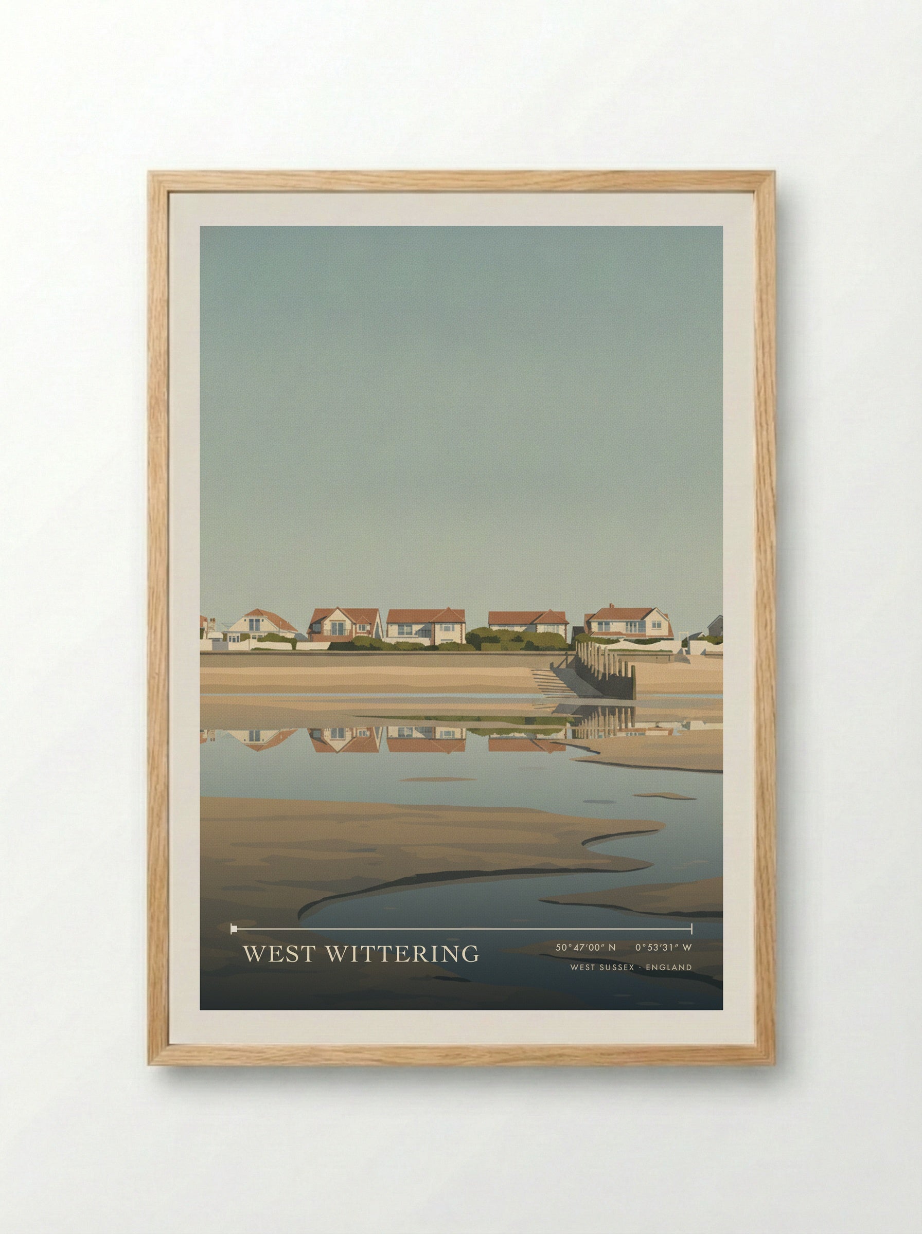 West Wittering West Sussex England Travel Poster - Framed Print Wood