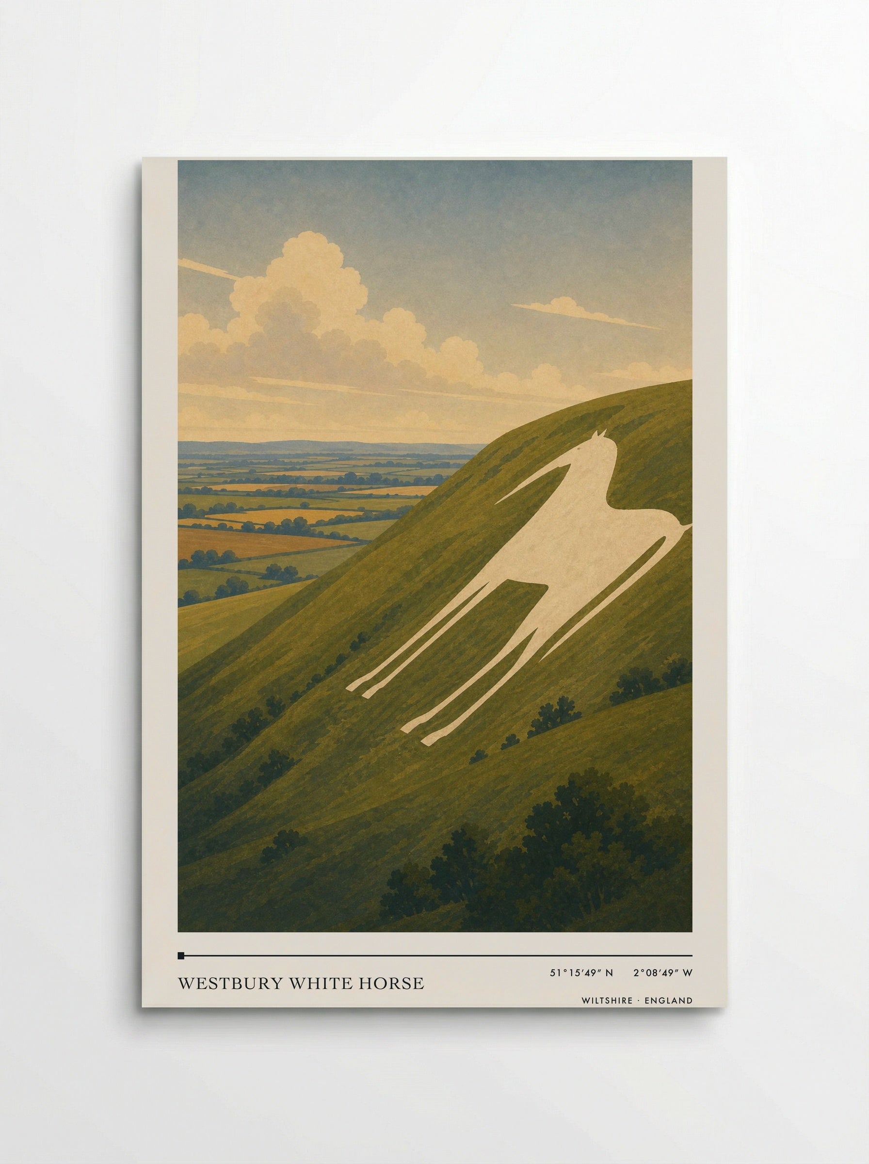 Westbury White Horse Wiltshire England Travel Poster - Poster